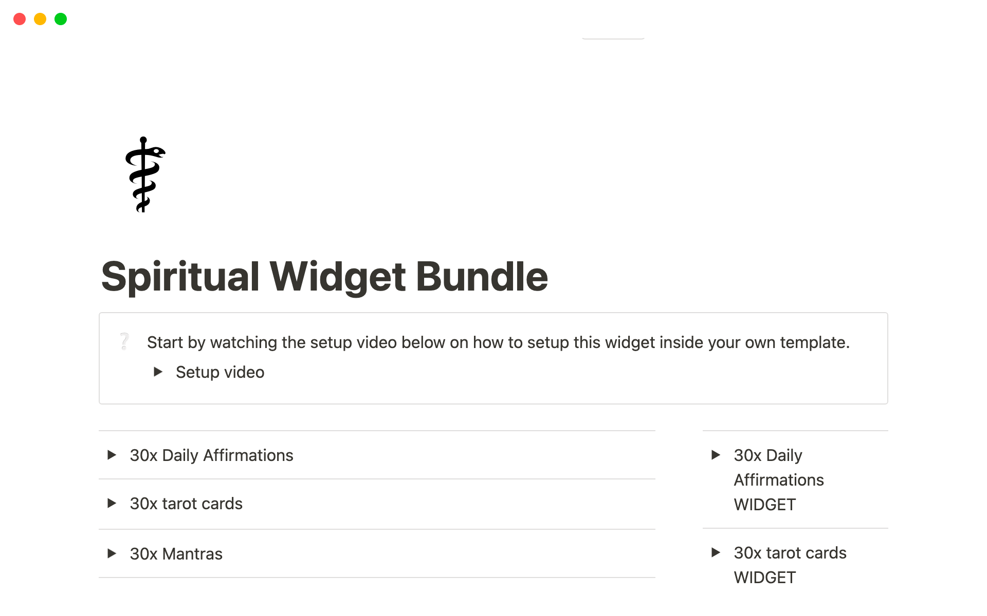 A template preview for Spiritual Widget Bundle