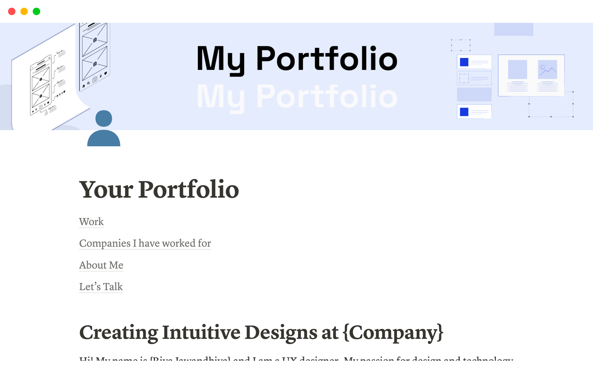 The ultimate Designer's Portfolio Notion Template: Customize your portfolio in under 2 minutes and impress potential clients with a professional and visually appealing design.