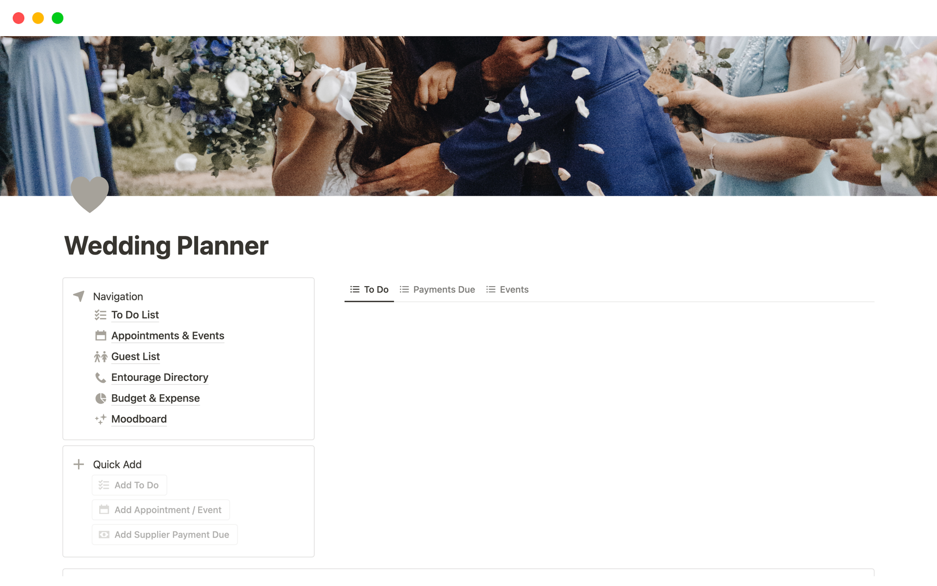 Ultimate AllinOne Wedding Planner & Calendar Notion Template