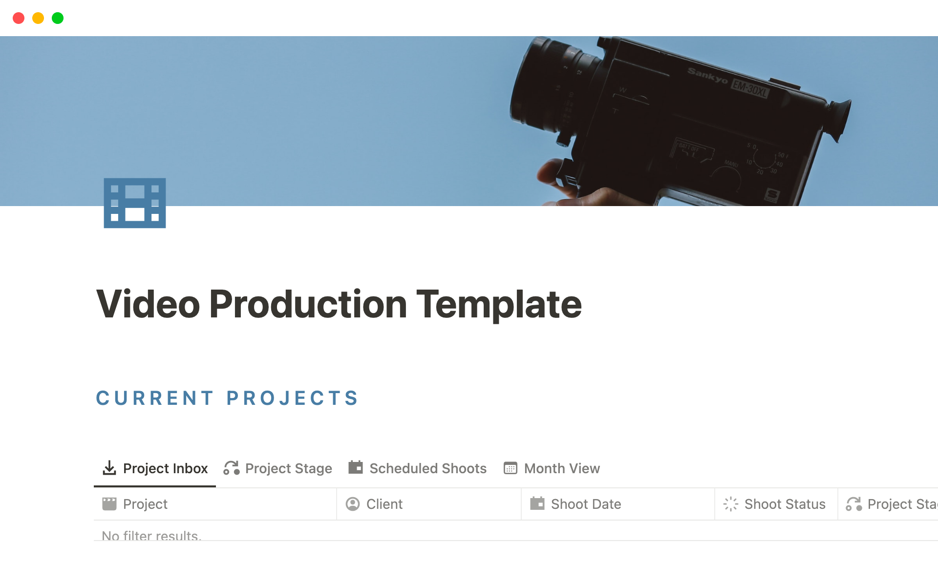 A template preview for Video Production Template
