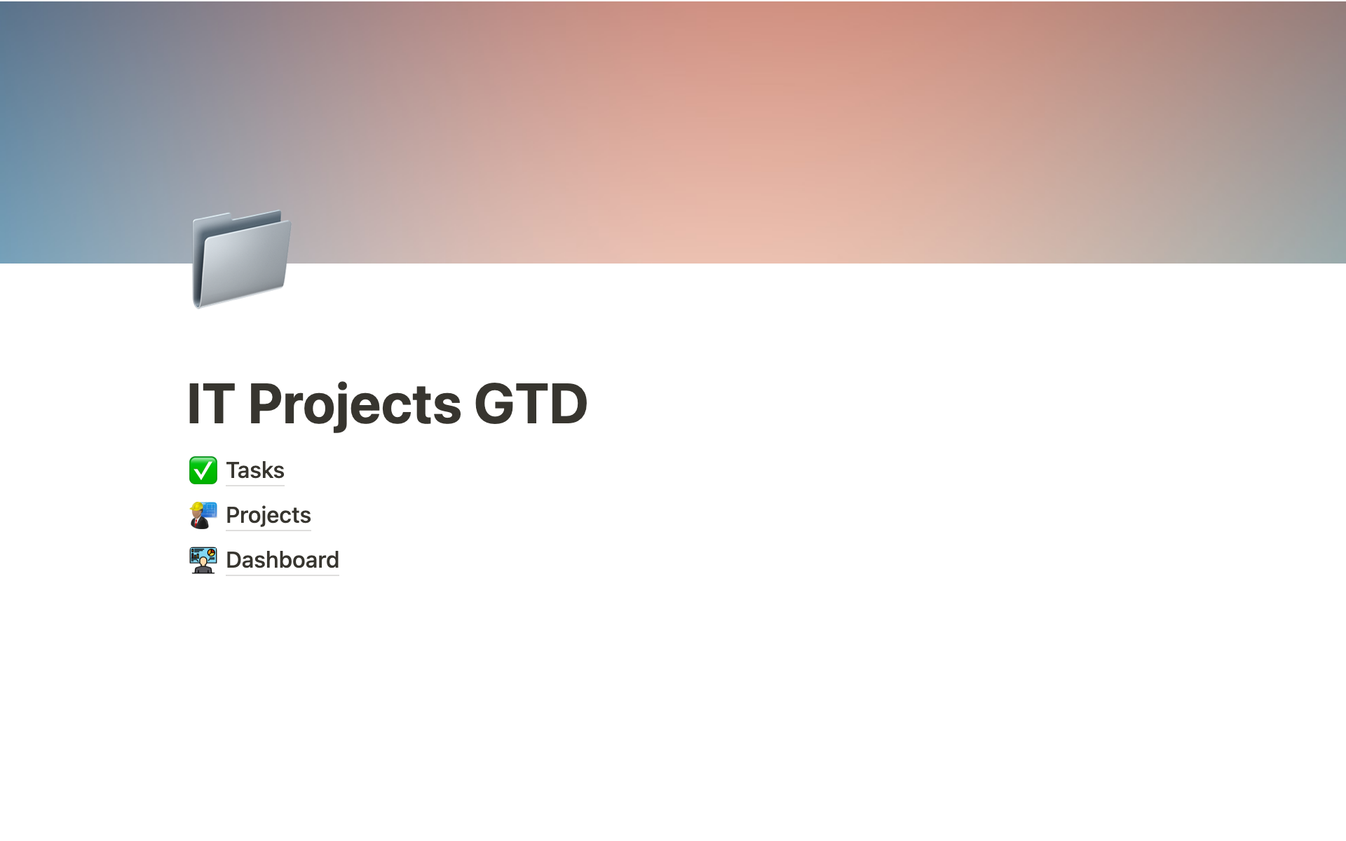 A template preview for IT Projects GTD