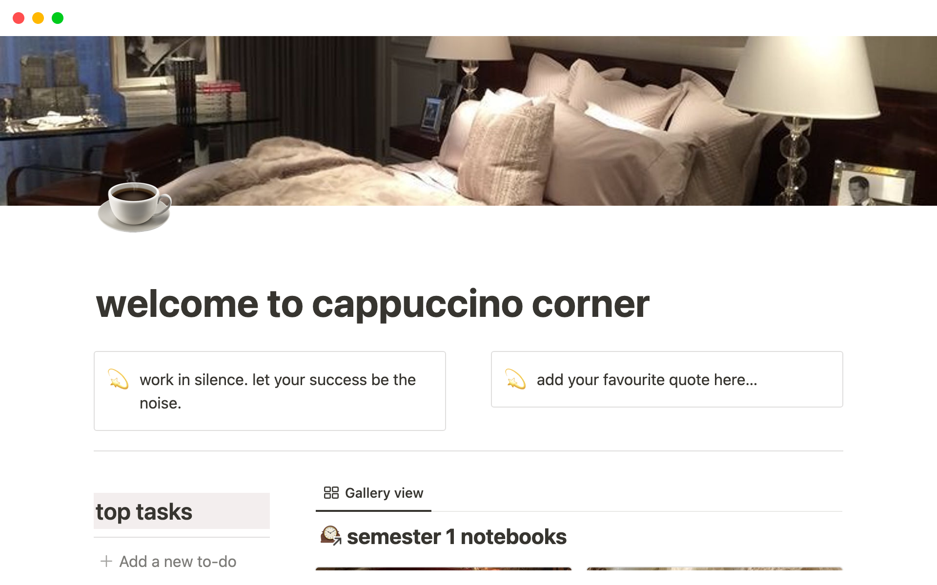 A template preview for Cappuccino Corner
