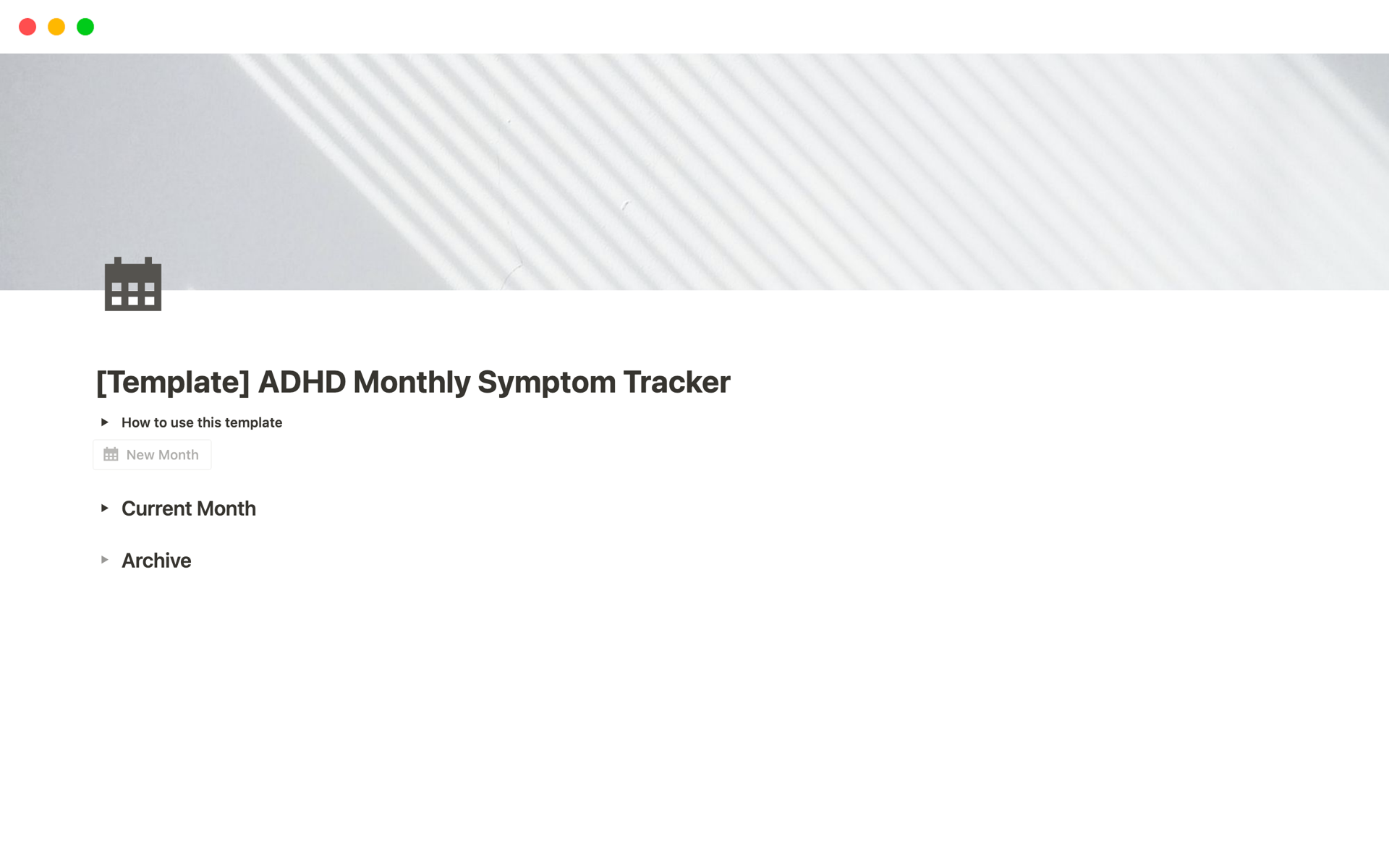 ADHD Monthly Symptom Tracker | Symptom Chart | Notion Template