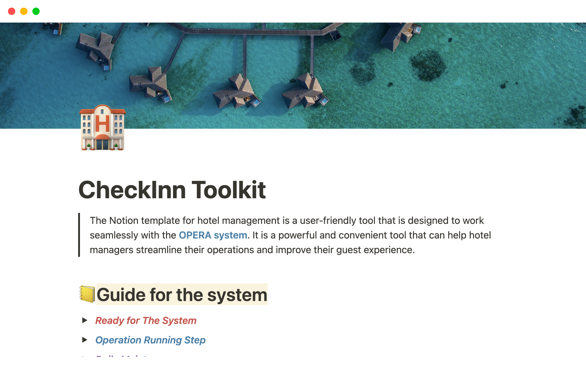 A template preview for CheckInn Toolkit