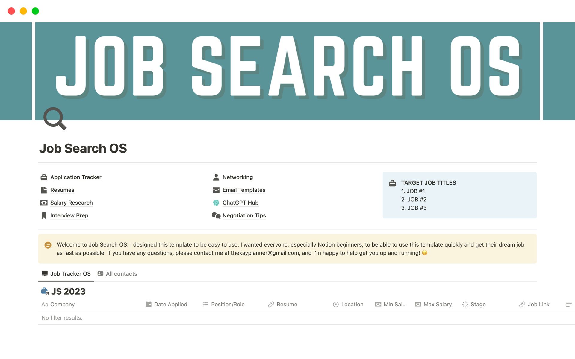 Job Search OS Notion Template