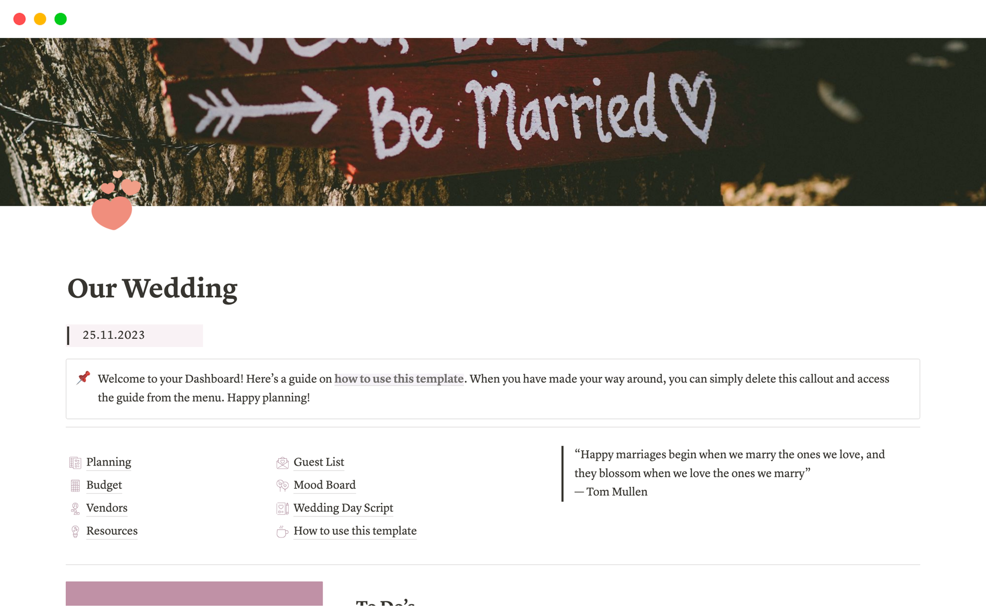 A template preview for The All-in-One Wedding Planner