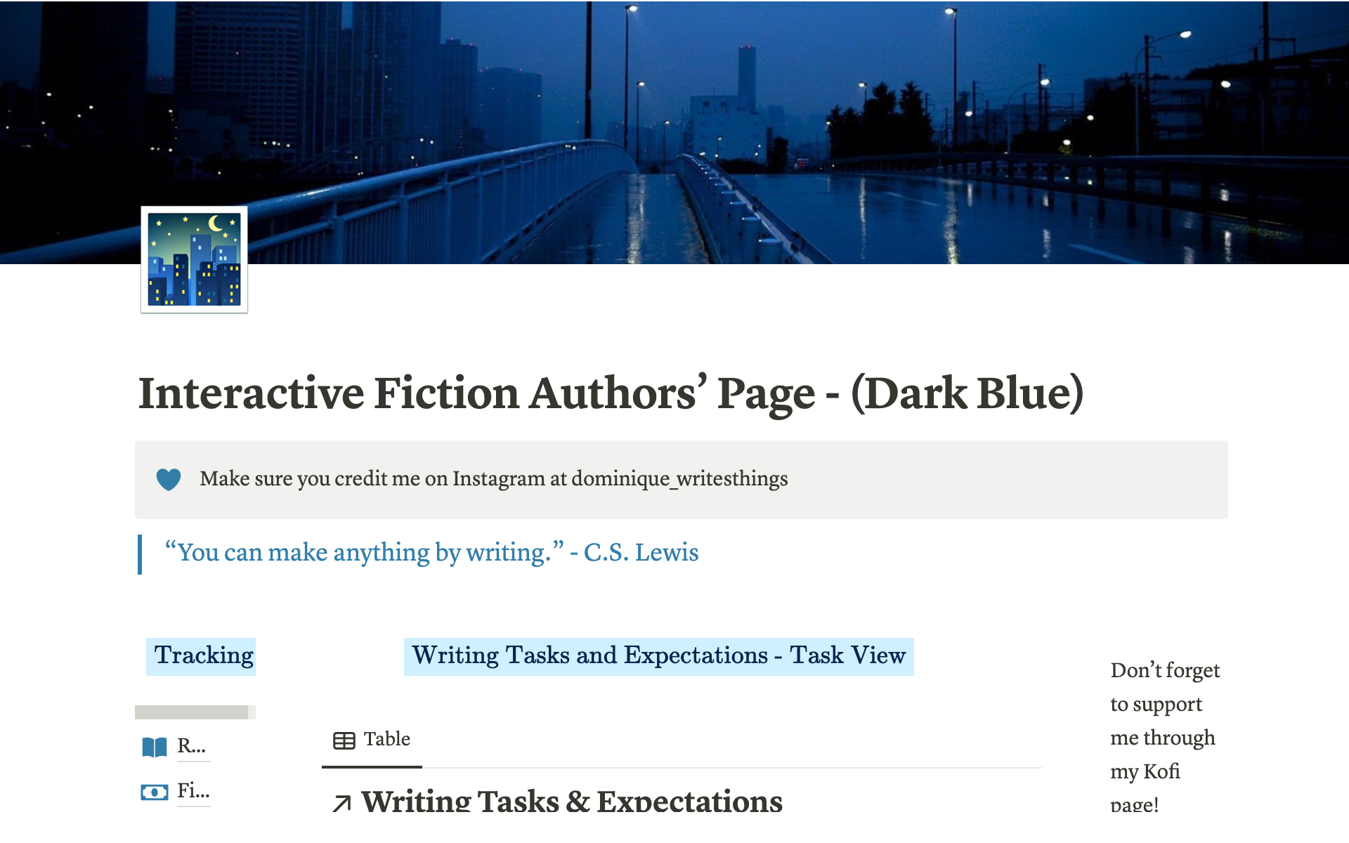 A template preview for Interactive Fiction Author's Page
