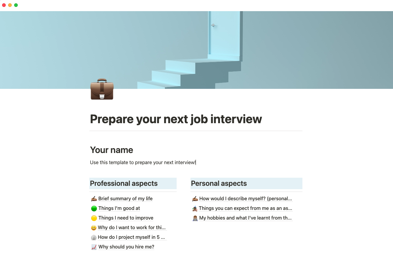 job interview prep template