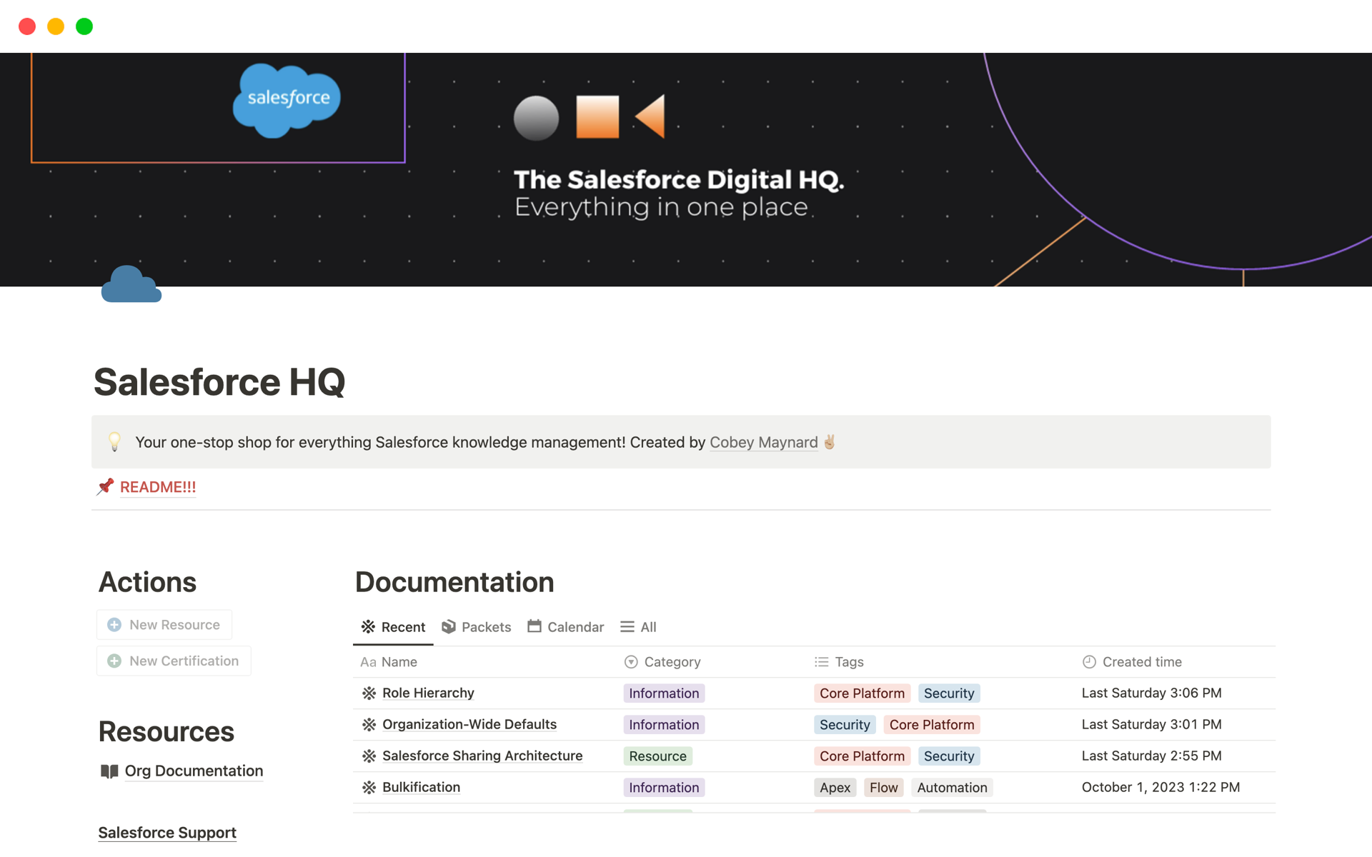 A template preview for Salesforce Knowledge Center