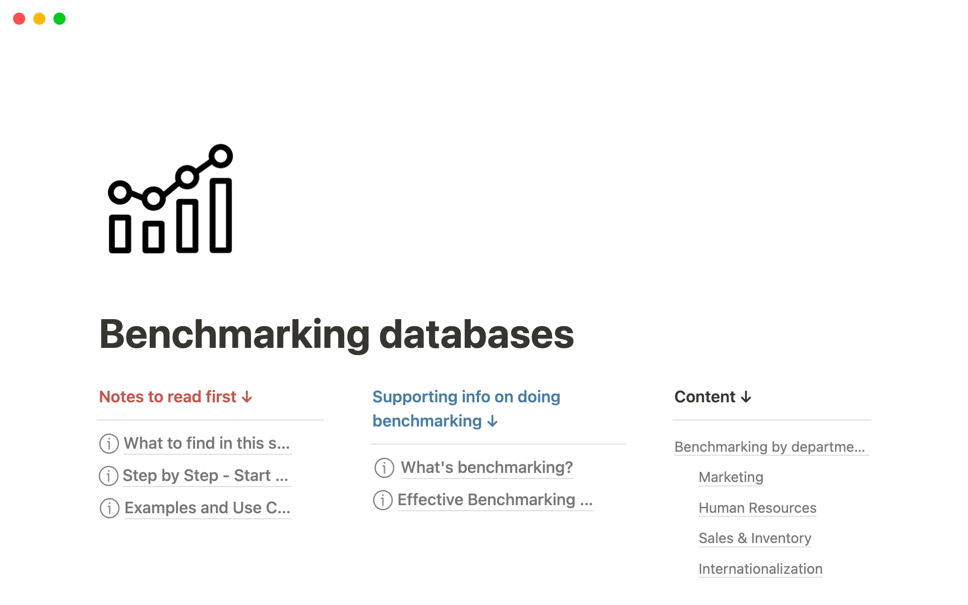 A Notion tool to compare processes, metrics and indicators (benchmarking)