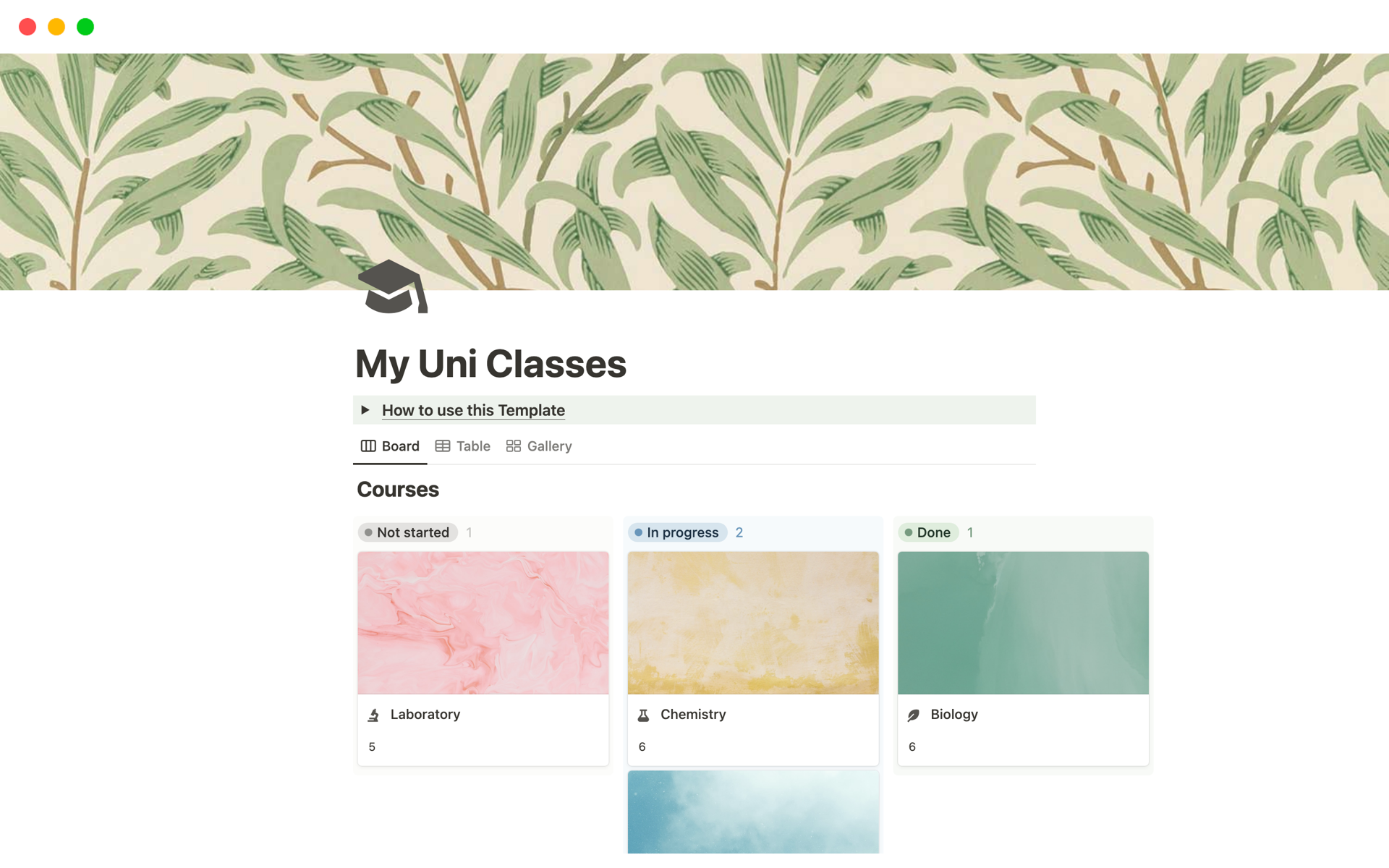 My Uni Classes | Notion Template