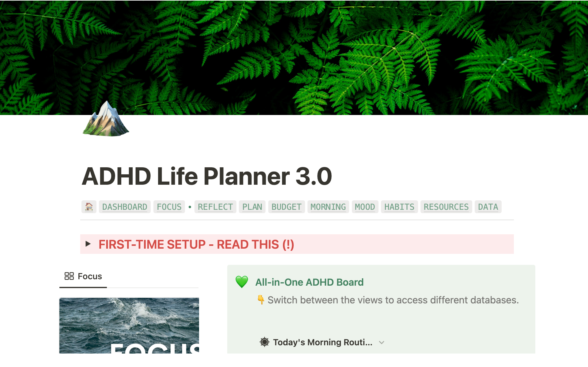 Eine Vorlagenvorschau für ADHD Life Planner 3.0