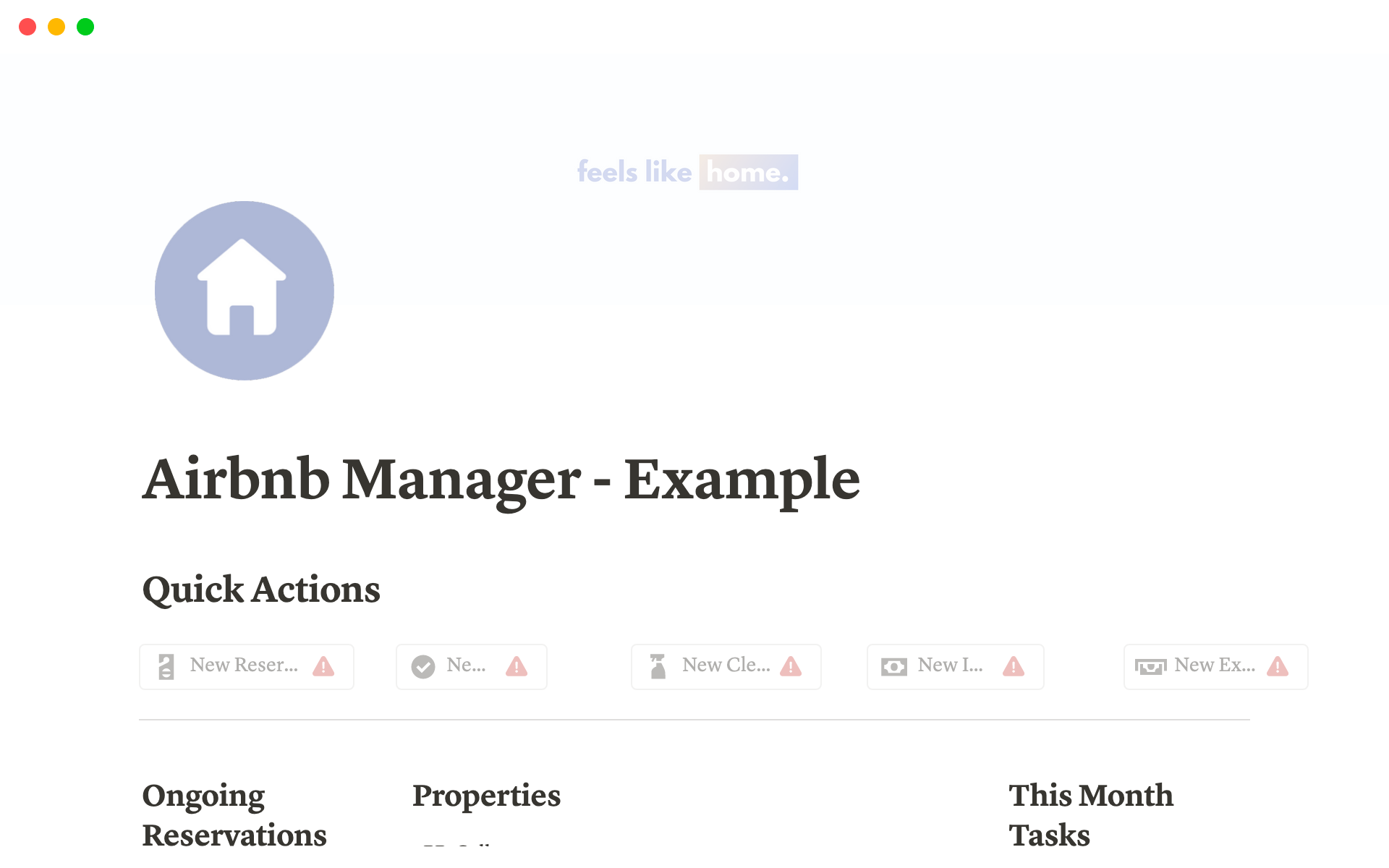 A template preview for Airbnb Manager