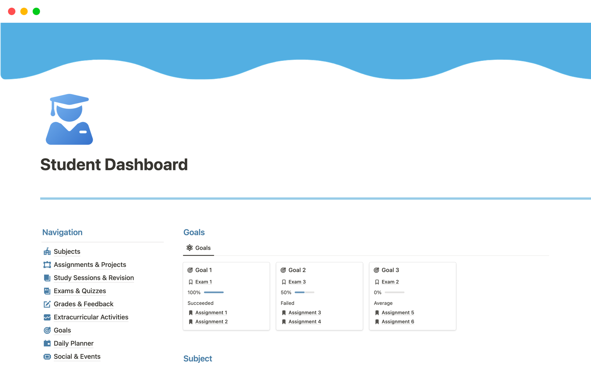 Student Dashboard Notion Template Student Dashboard Notion Template