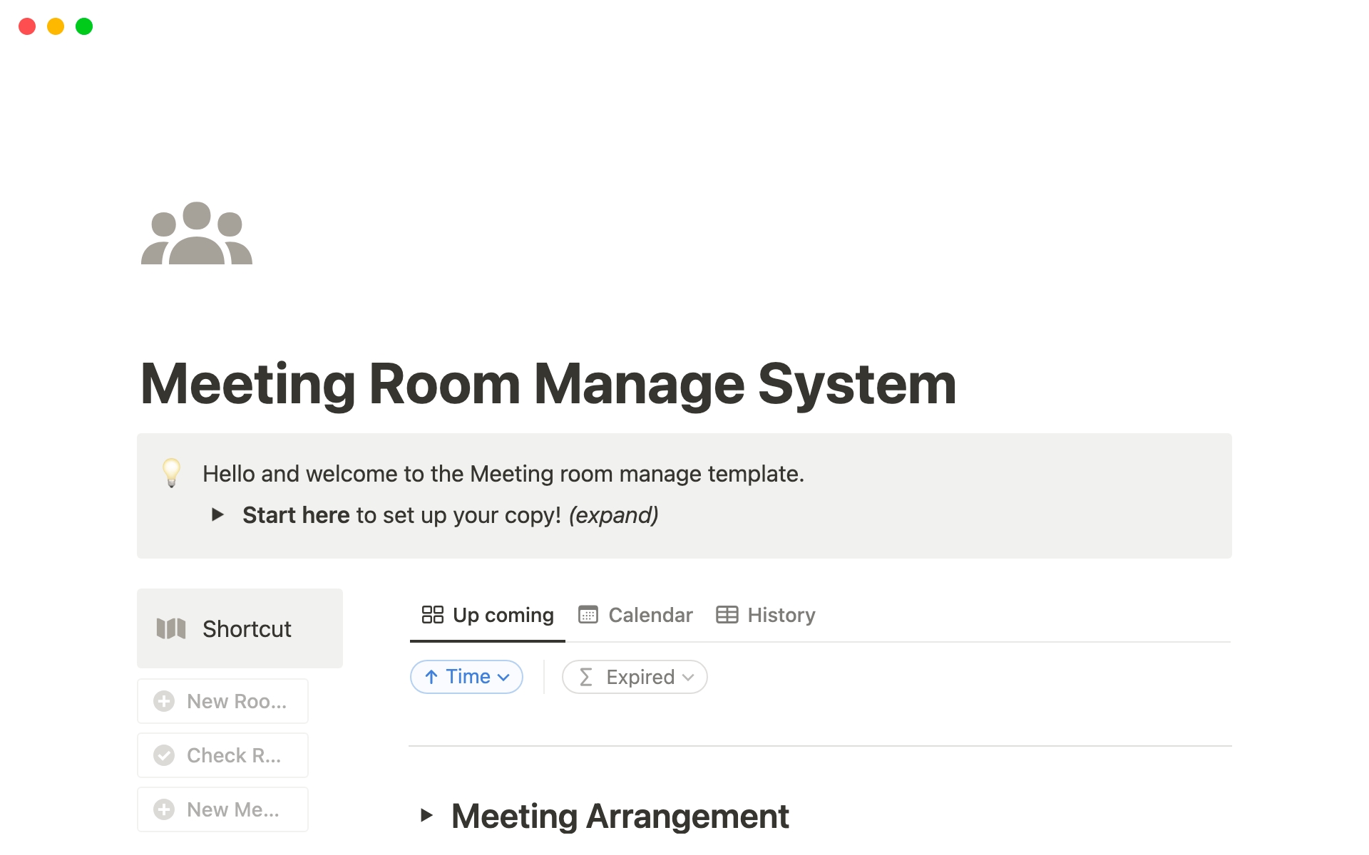 Meeting Room Manage System Notion Template