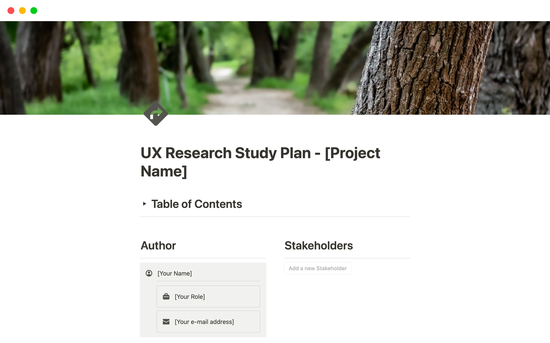 A template preview for UX Research Study Plan