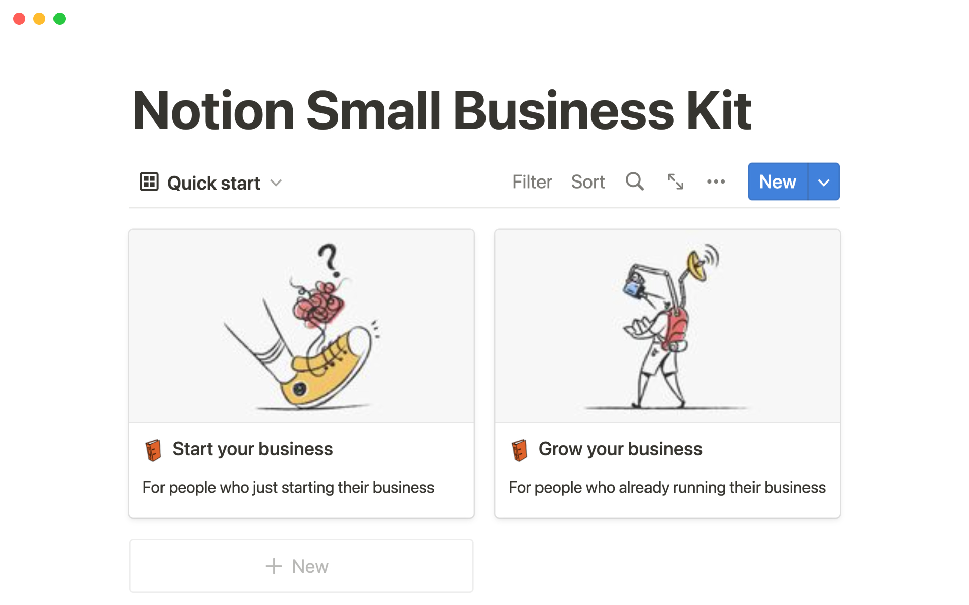 Eine Vorlagenvorschau für Small business kit