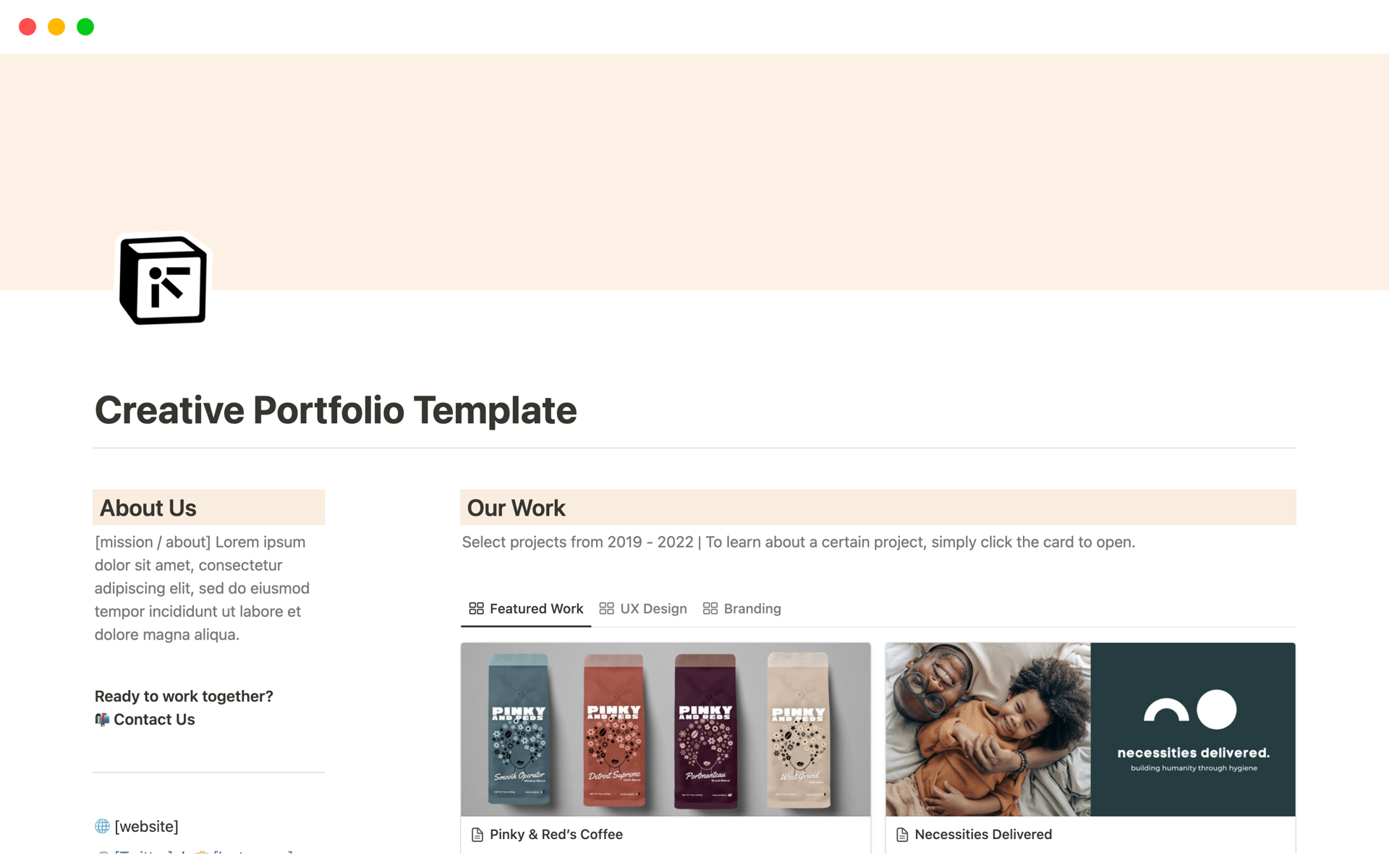 A template preview for Creative Portfolio Template