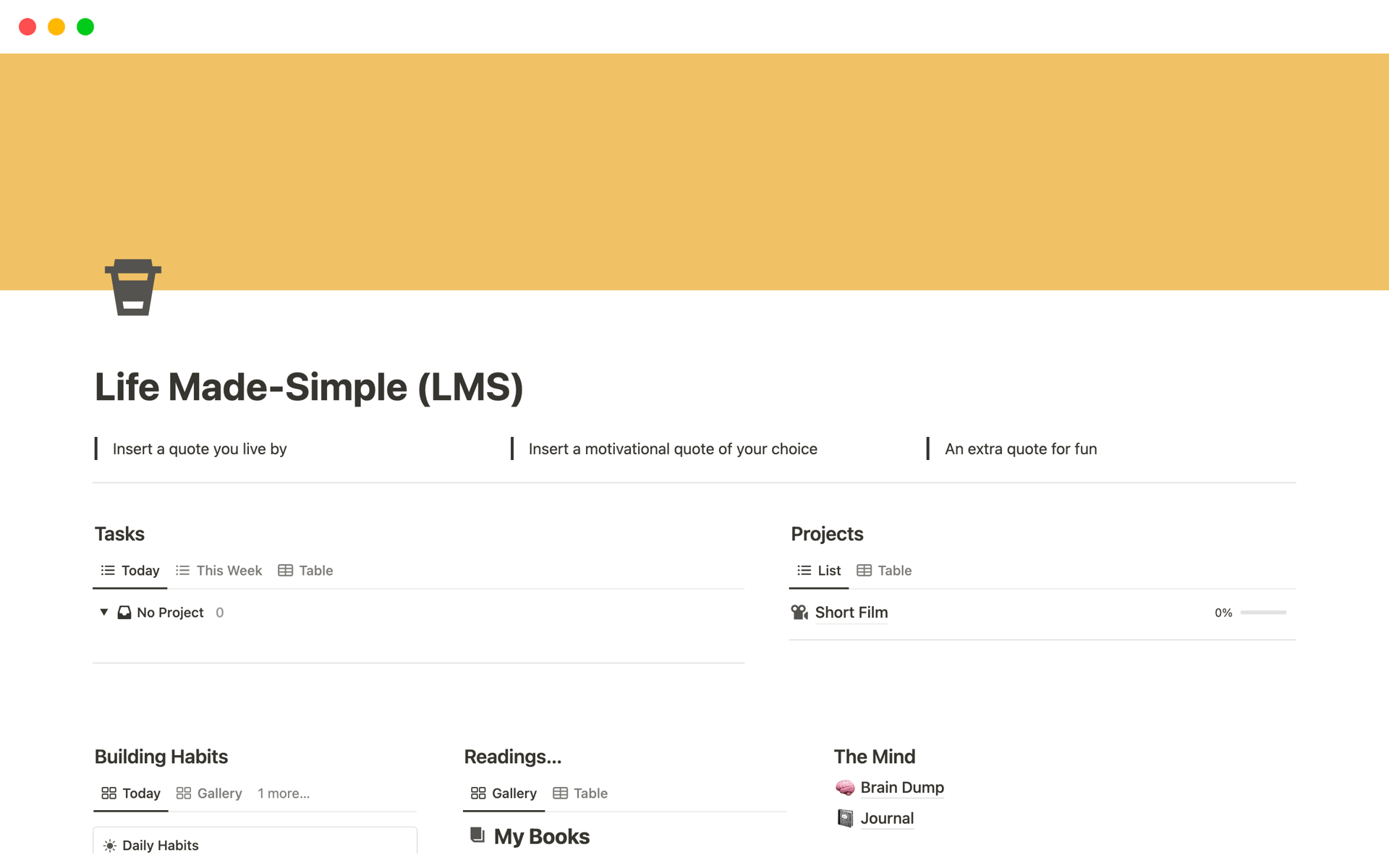 Life Made-Simple (LMS) | Notion Template