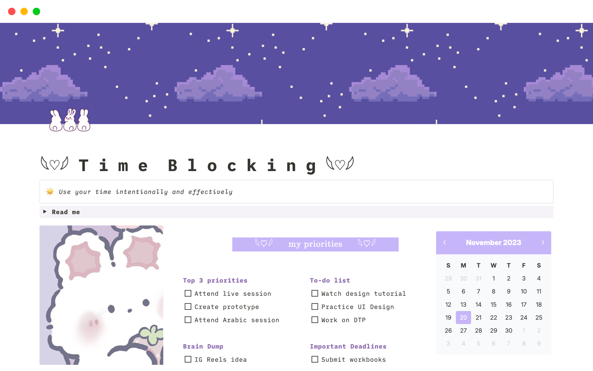 Personal Time Management Notion Template