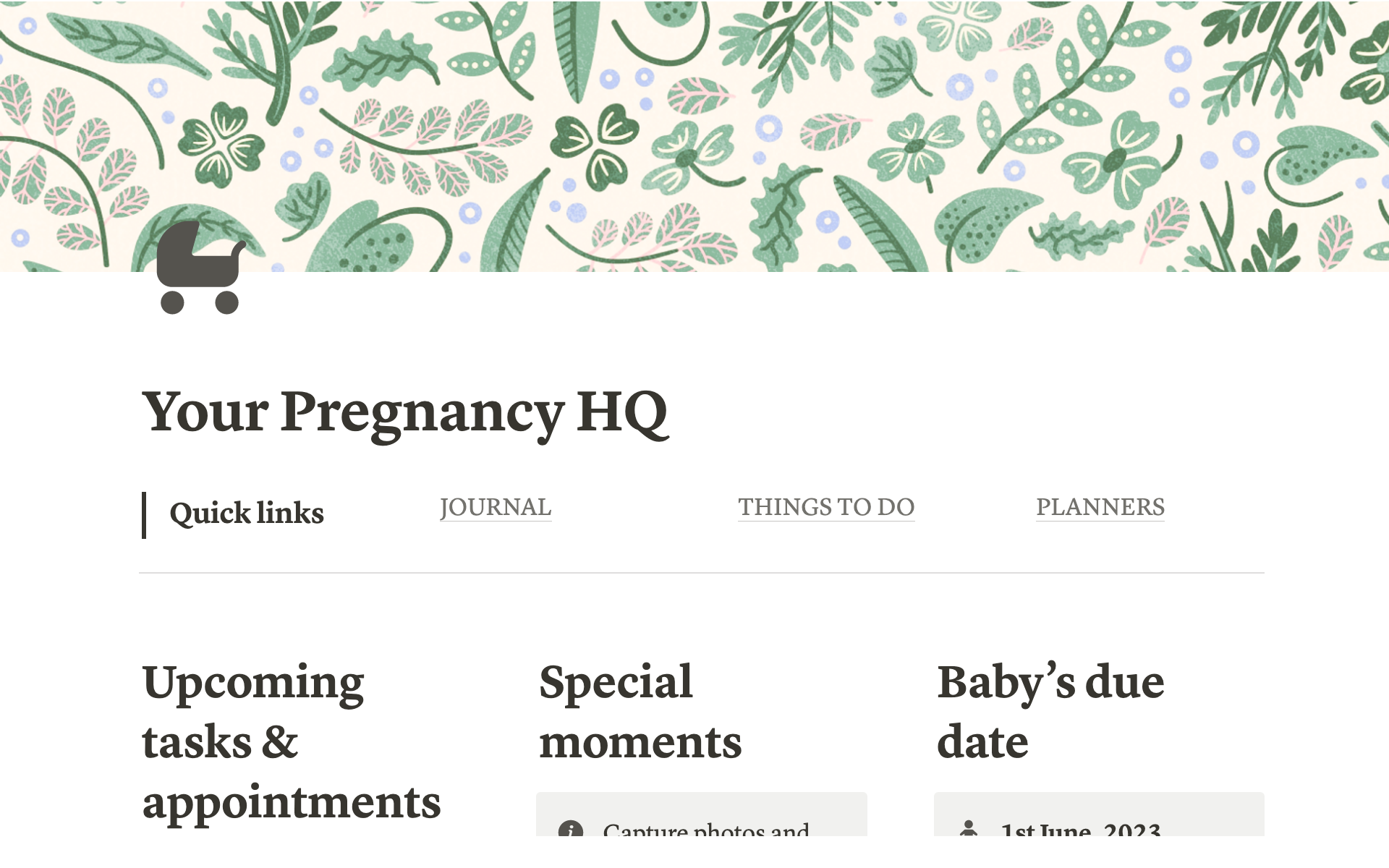 Manage and document your pregnancy journey. With weekly journal reflections, to-do list tracker, and other planners to keep you organised ahead of baby’s arrival.