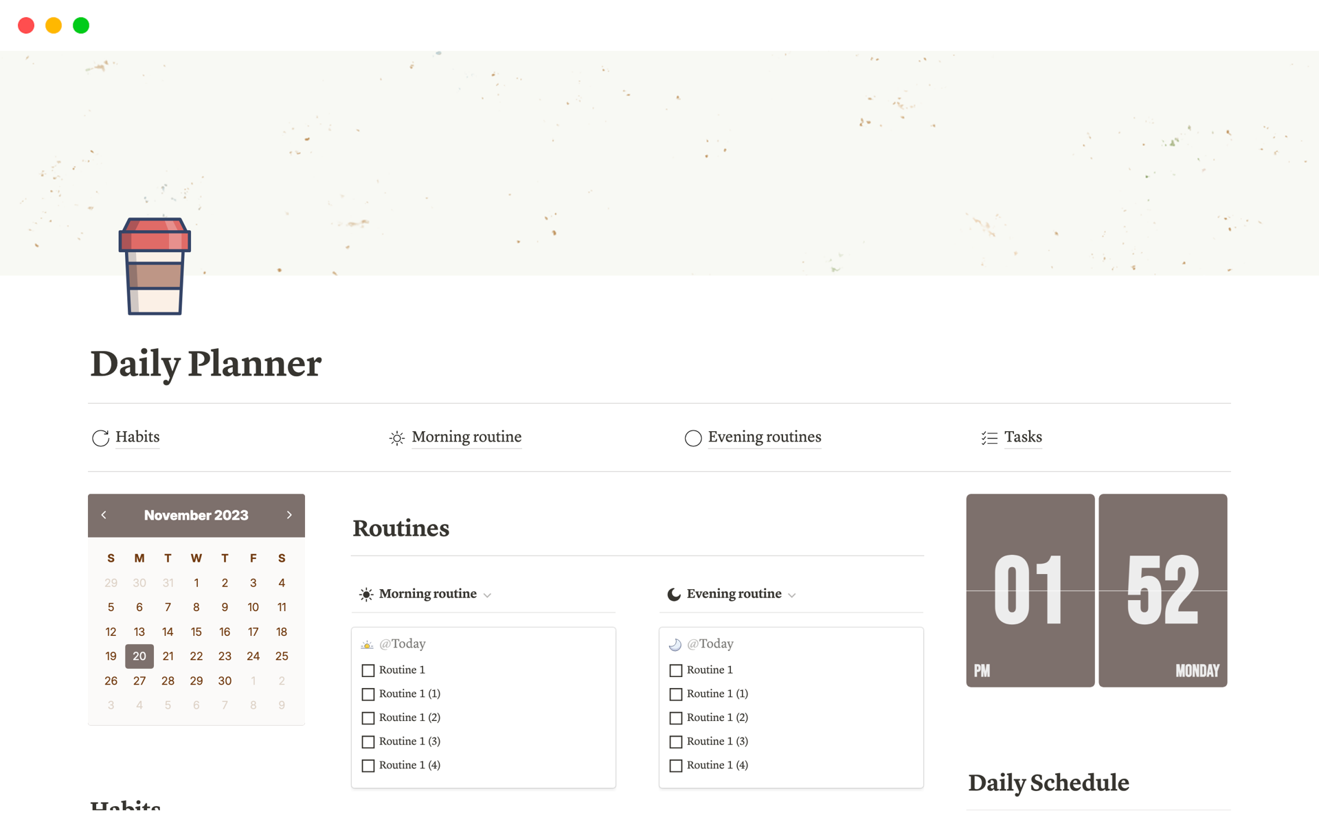 A template preview for Daily Planner 