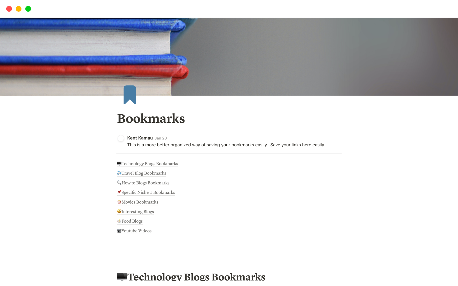 Bookmarks Notion Template