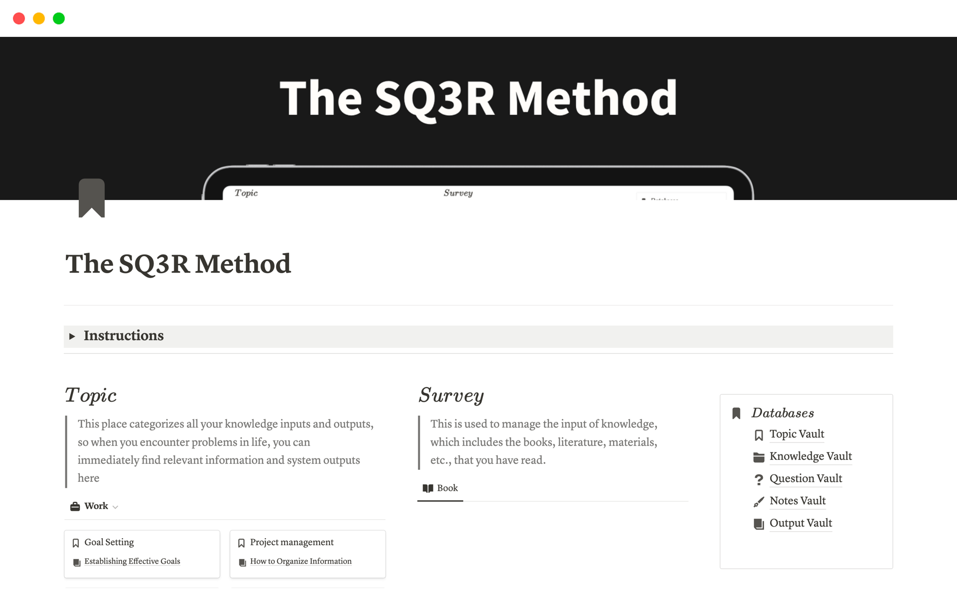 A template preview for The SQ3R Method