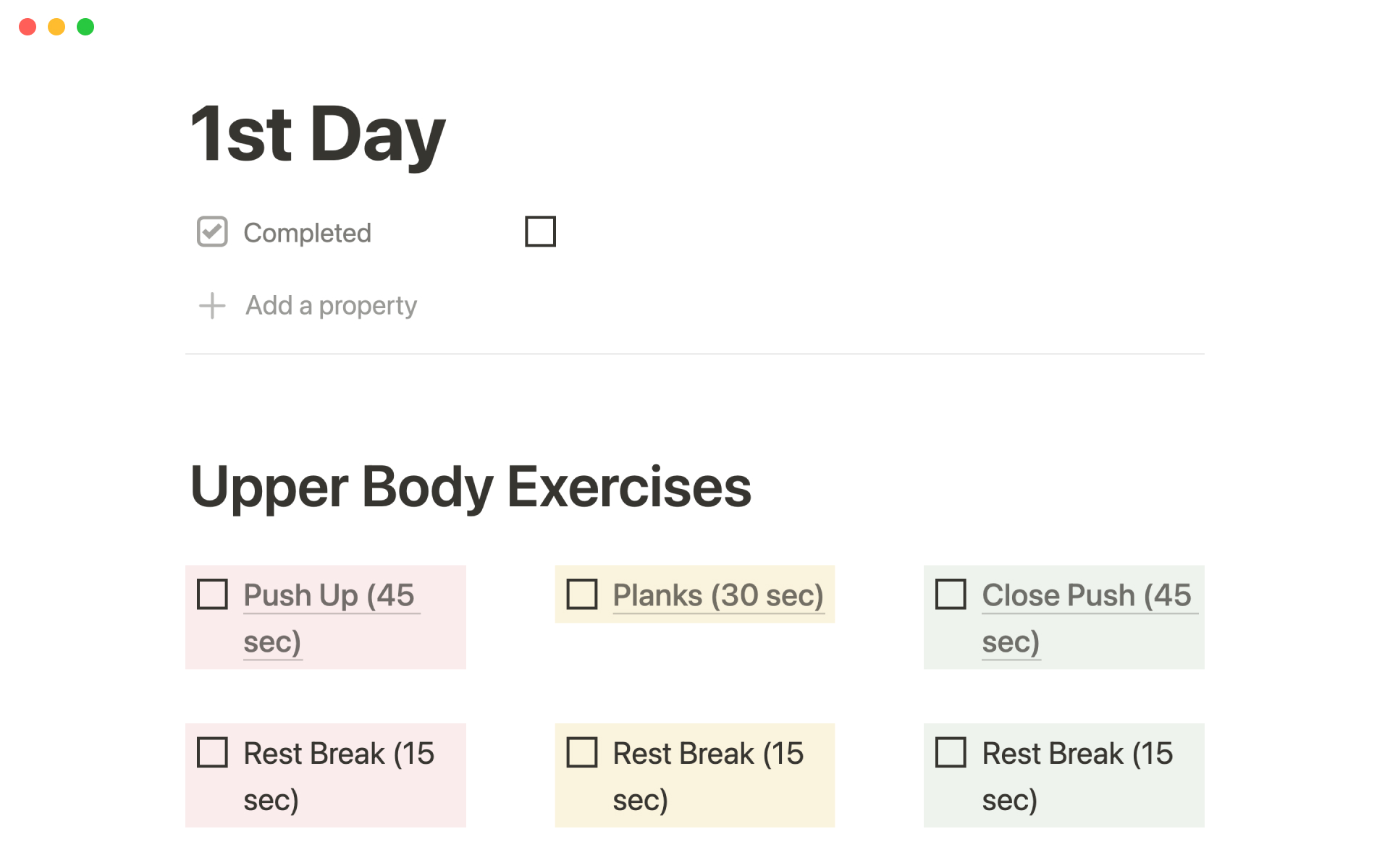 A 30 day workout plan designed to help you reach your fitness goals.