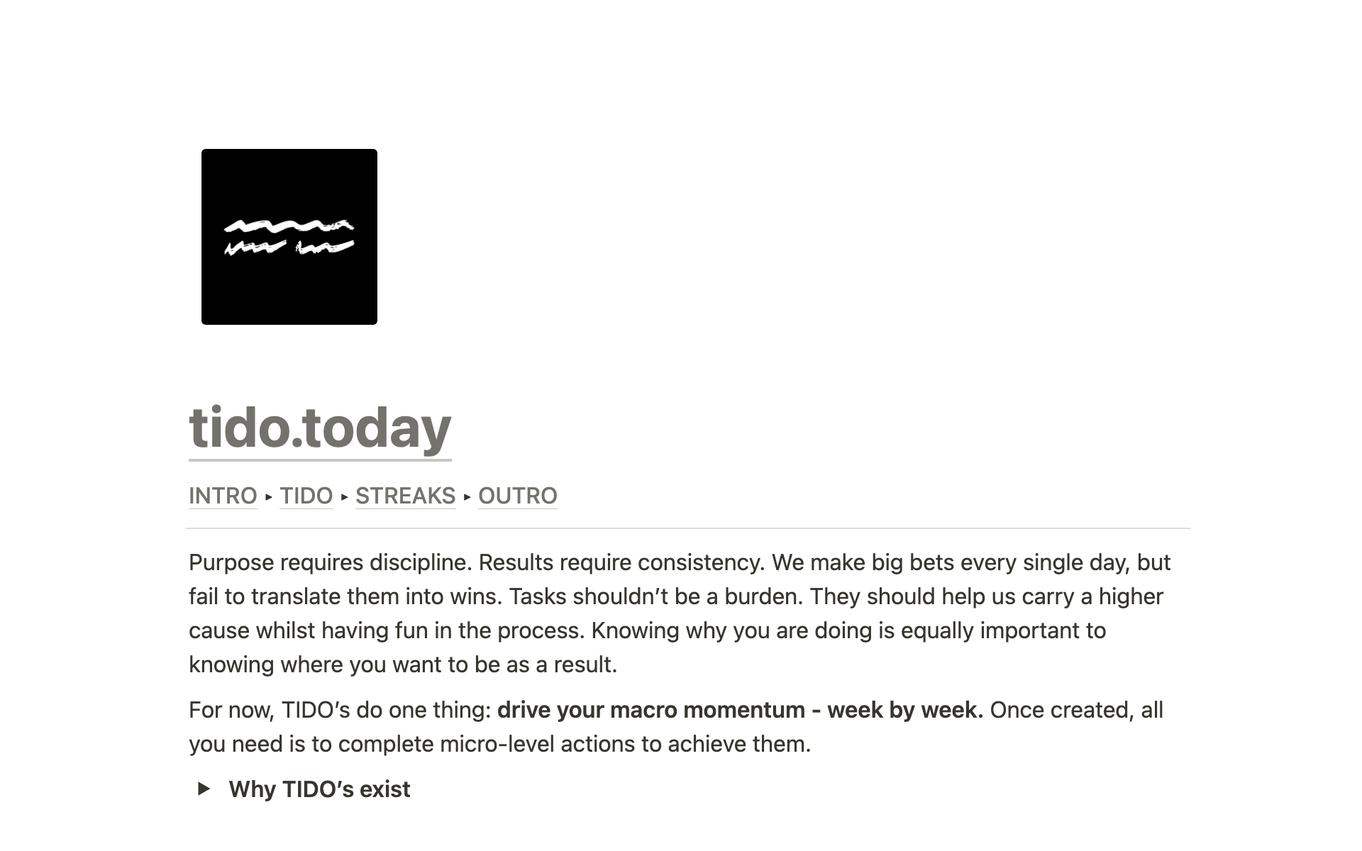 Eine Vorlagenvorschau für TIDO today