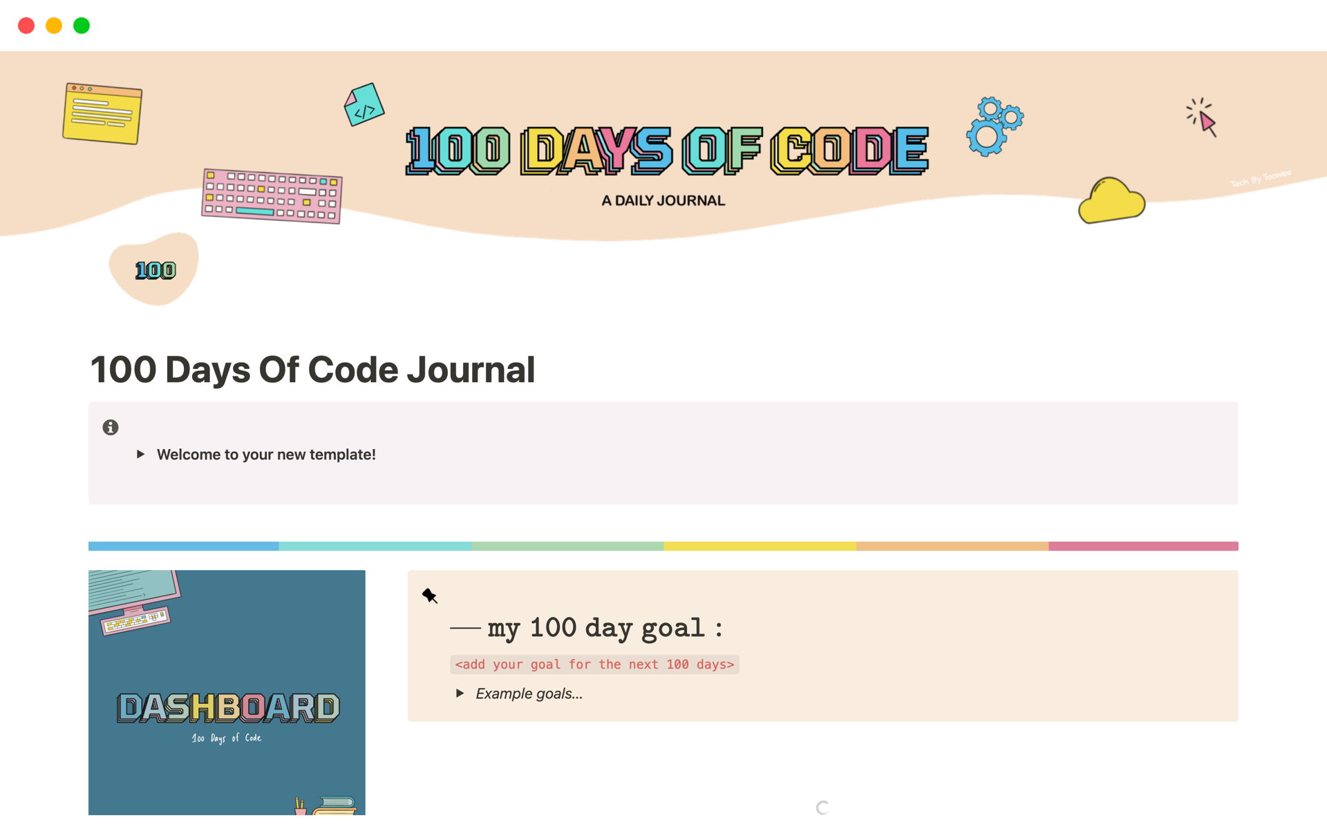 A template preview for 100 Days Of Code Journal