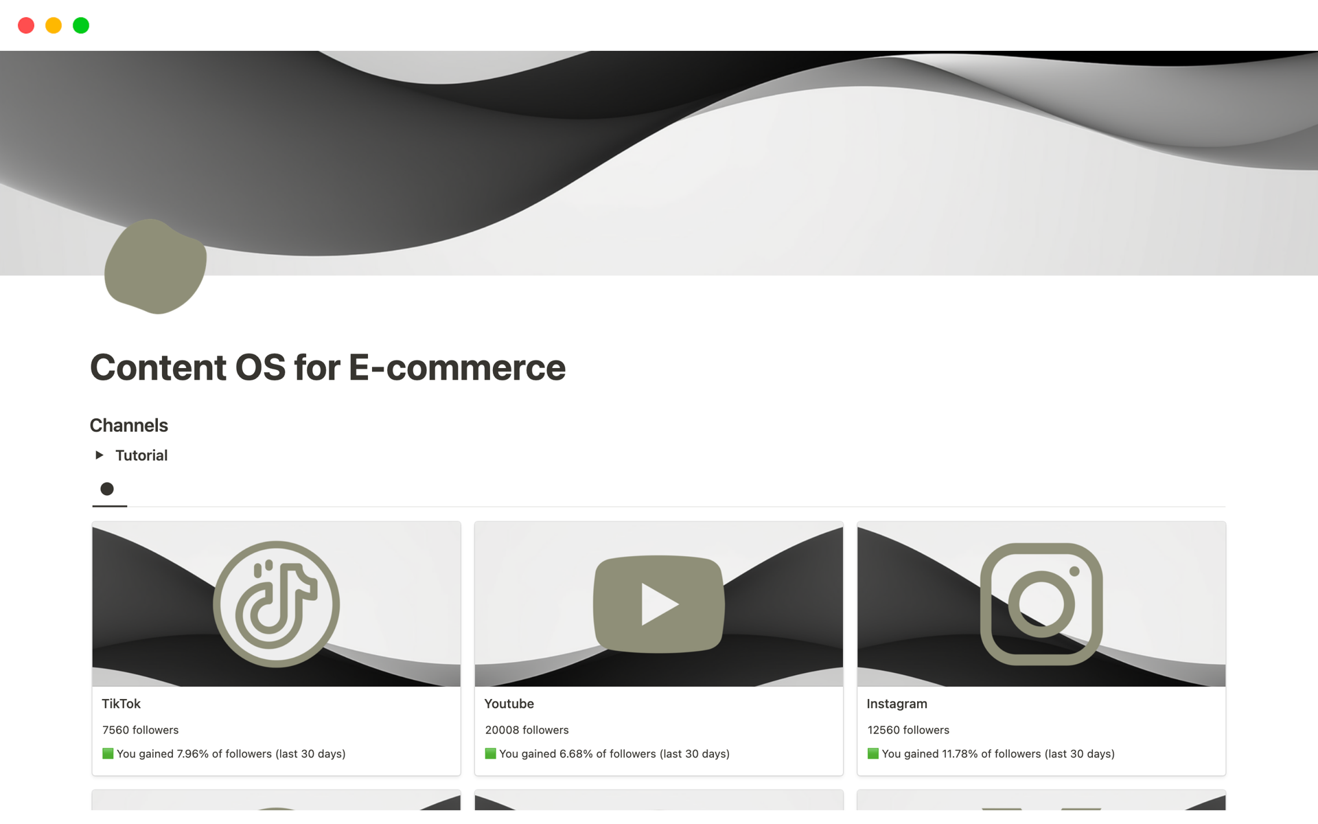 A template preview for Content OS for E-commerce
