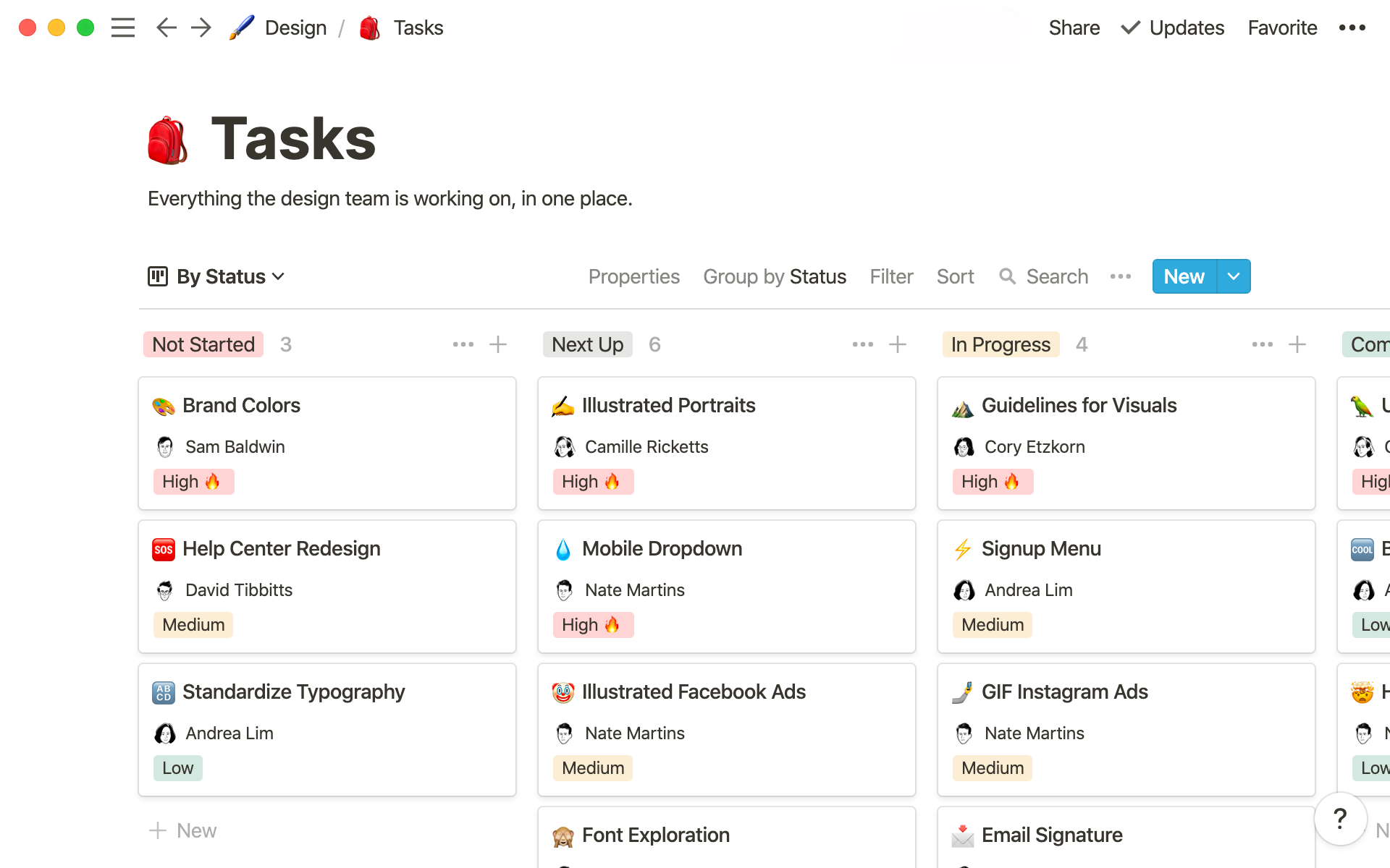A screenshot of a Notion issue tracker.
