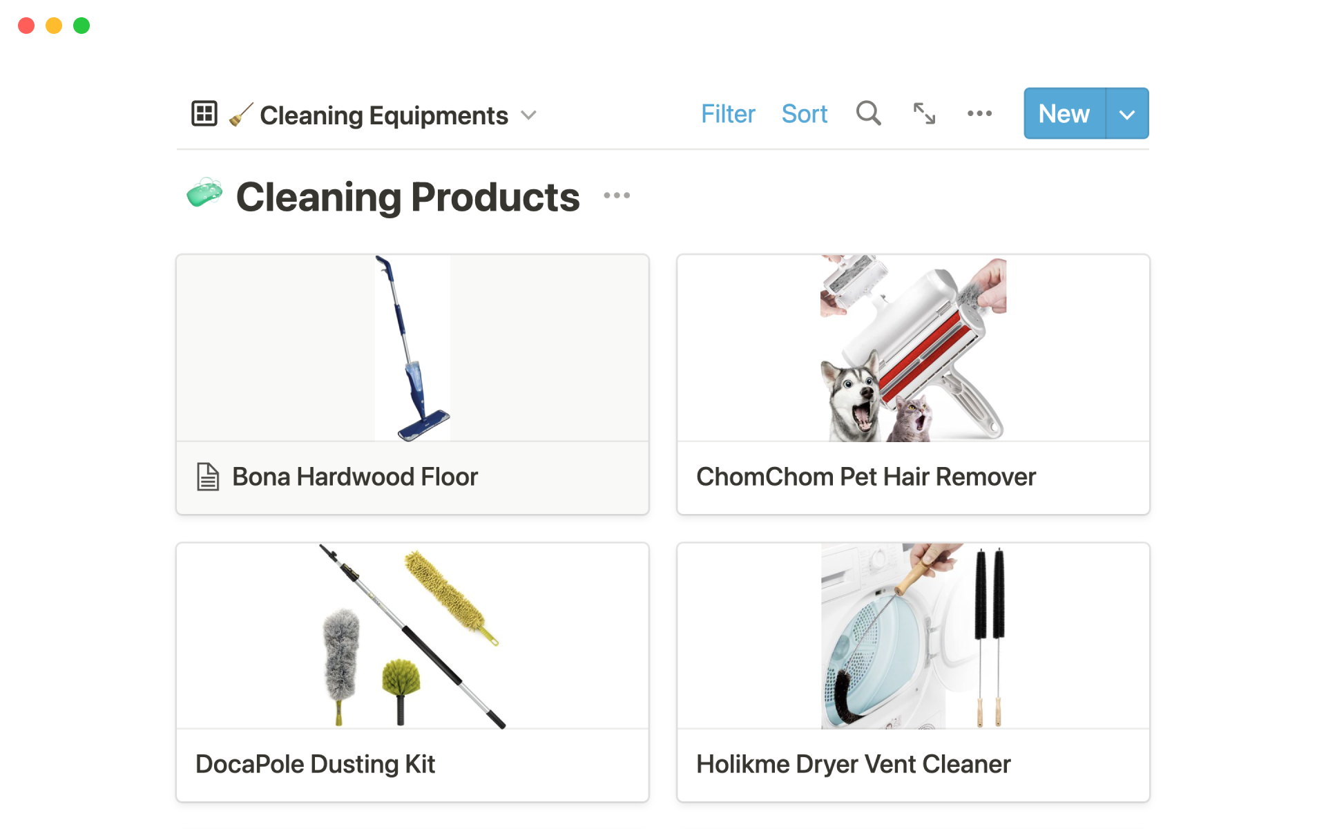 Stay on top of your cleaning schedule by organizing your cleaning products and equipment.