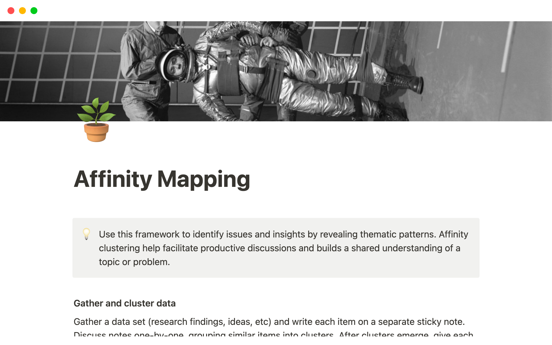A template preview for Affinity Mapping
