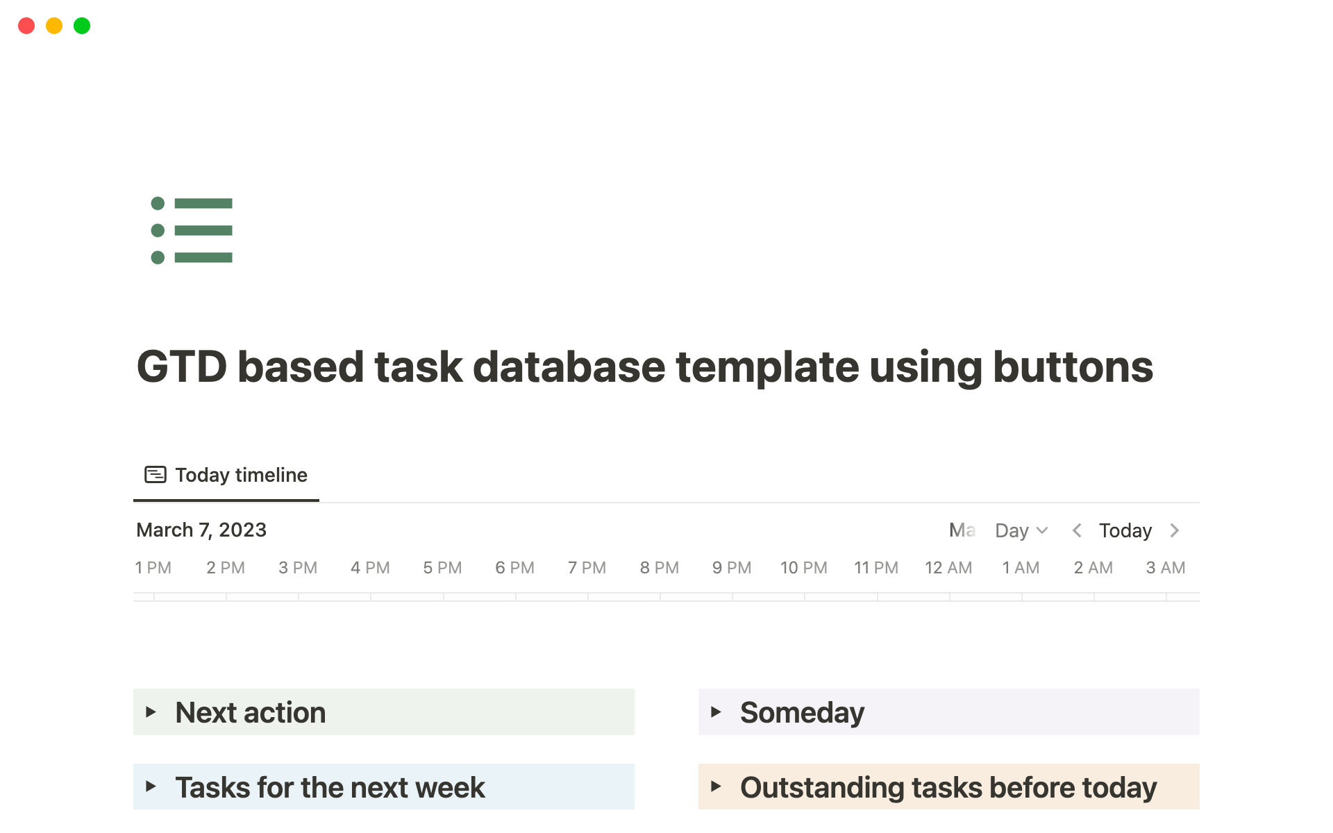 based task database on Notion