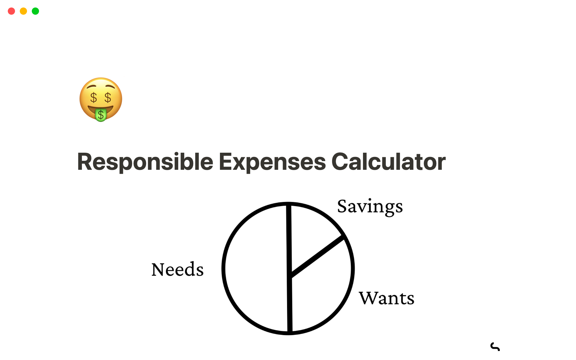 A template preview for Responsible Expenses Calculator