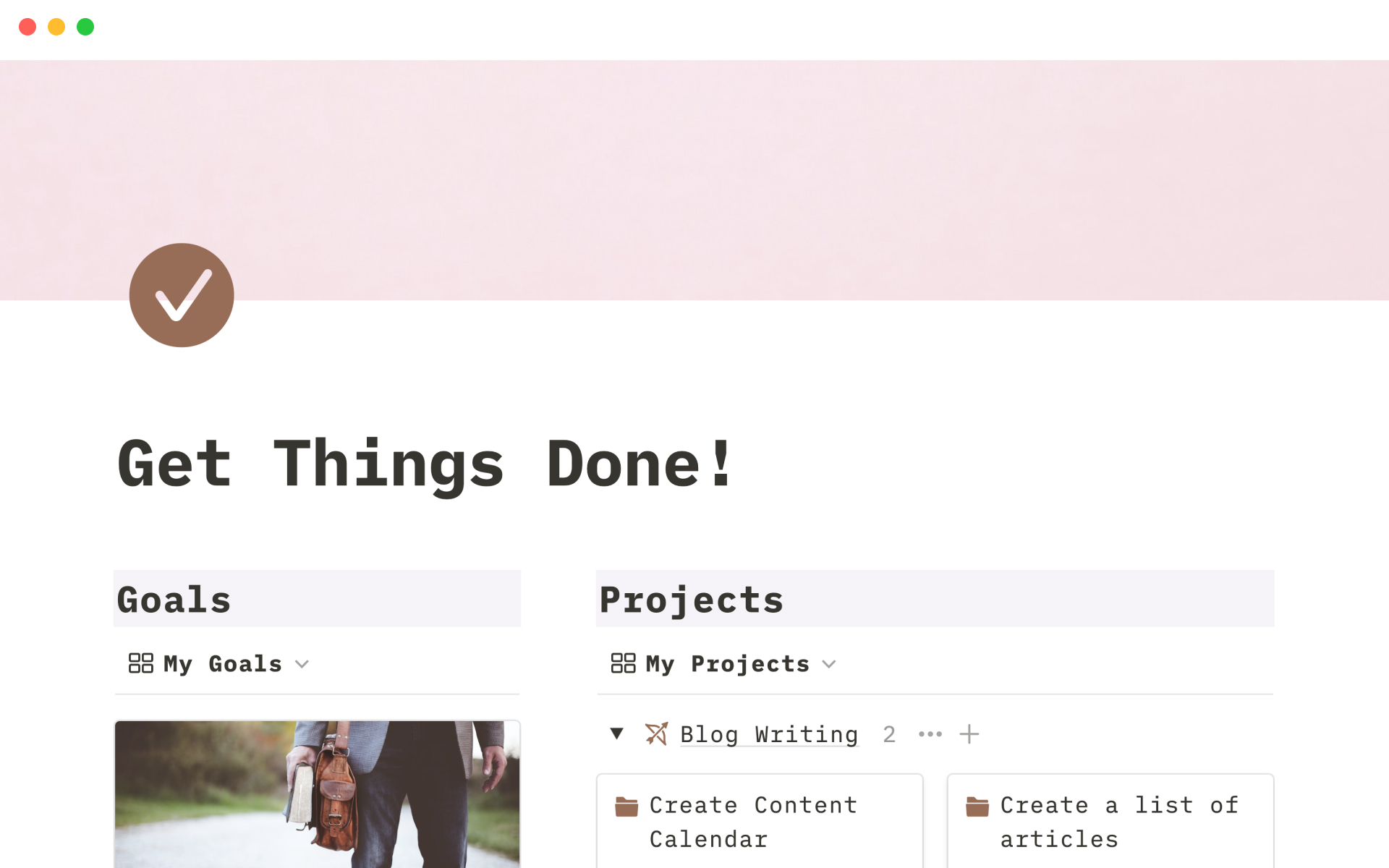 A template preview for Get things done