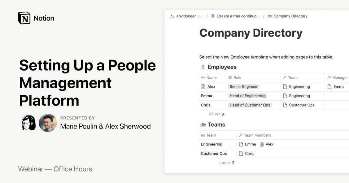 Notion Office Hours: Setting up a people management platform