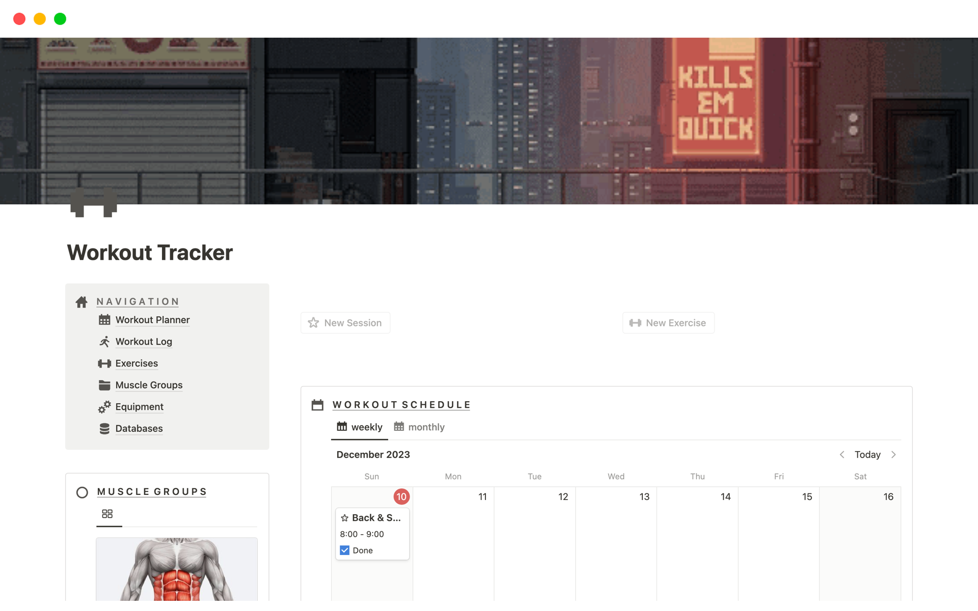 Workout Tracker Notion Template