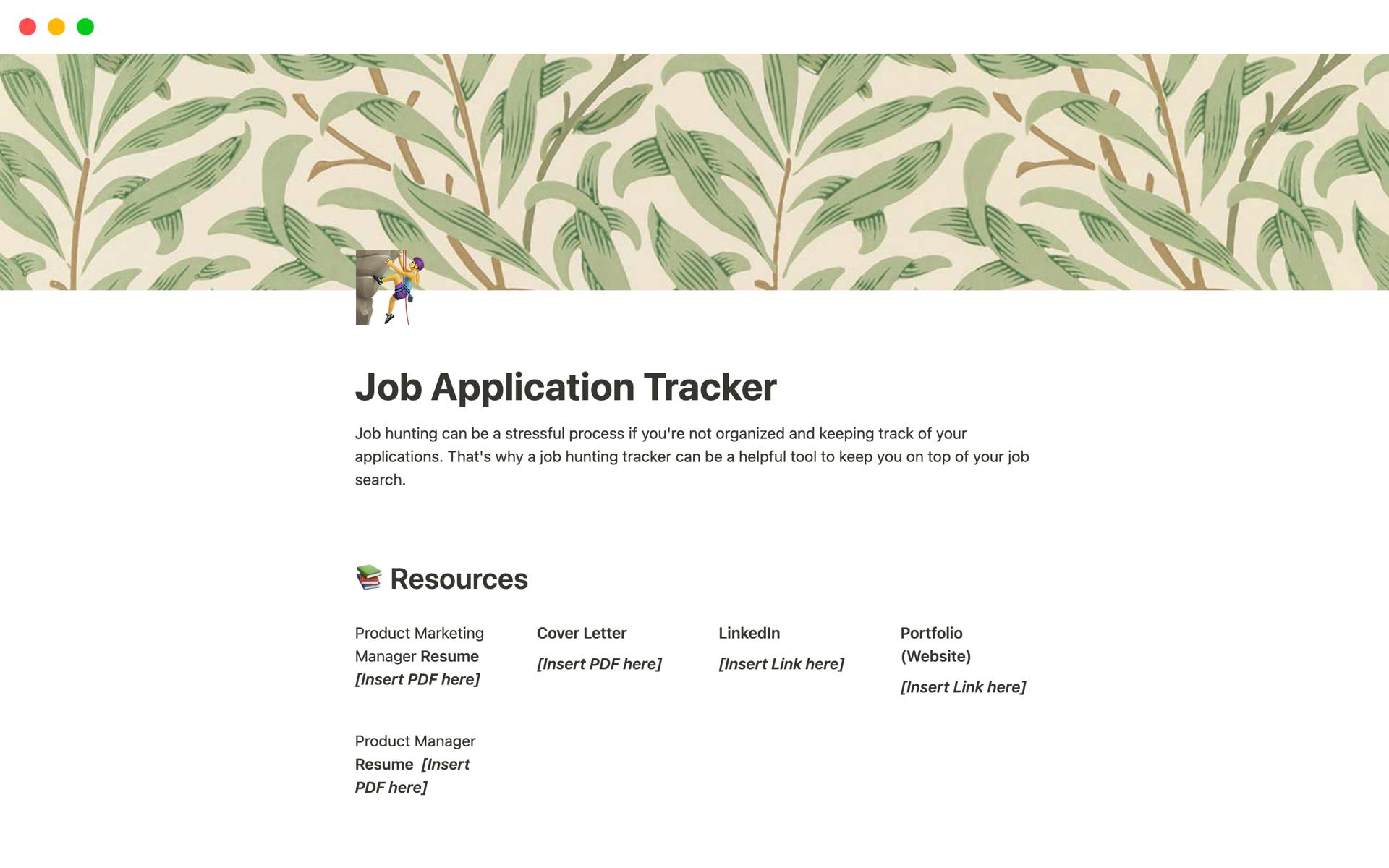 Job Application Tracker Notion Template