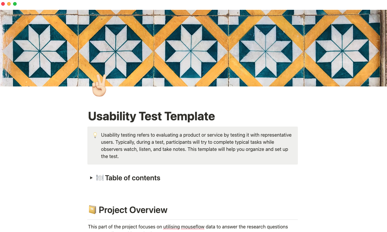 usability test template