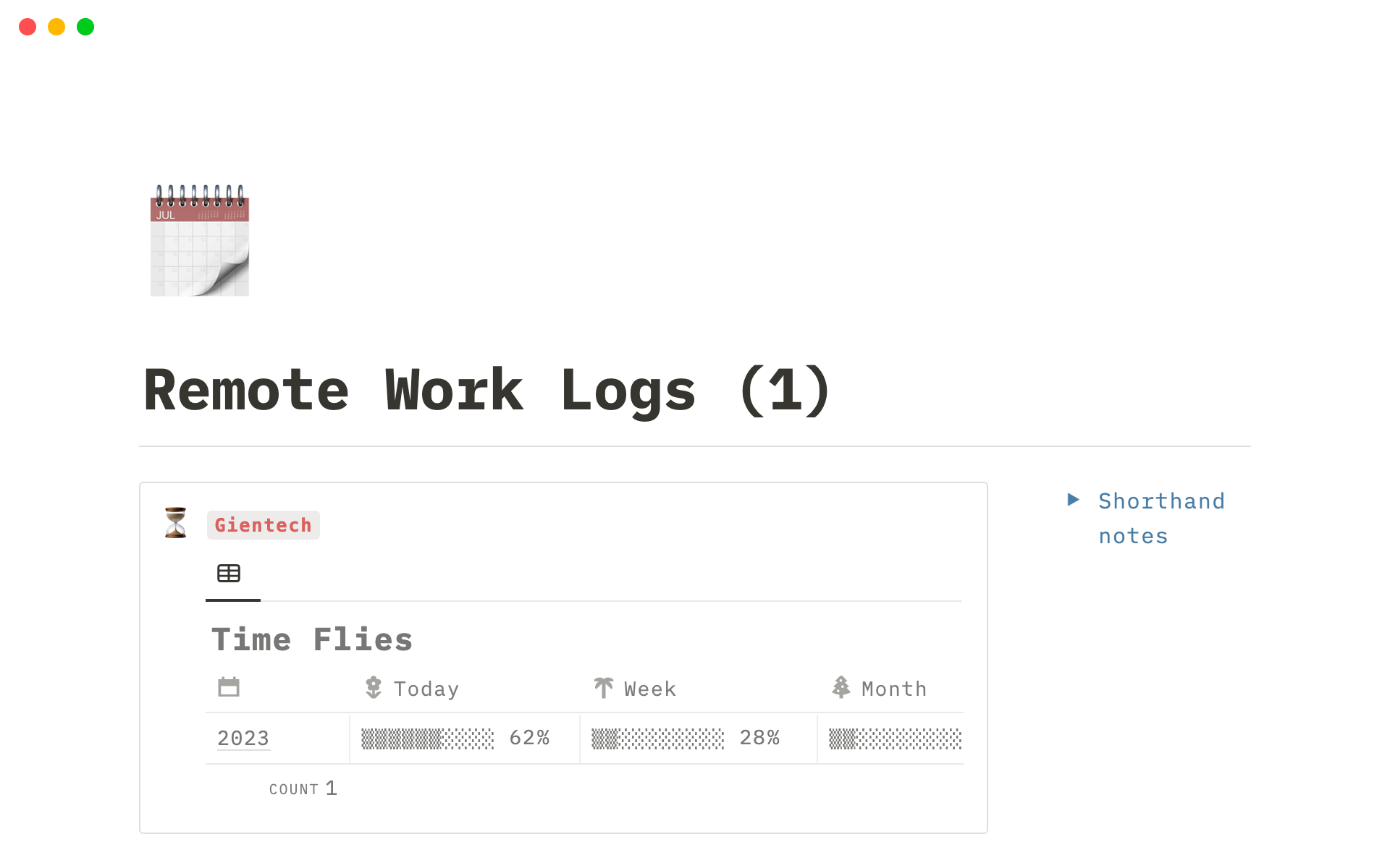 A template preview for Remote Work Journal & Report