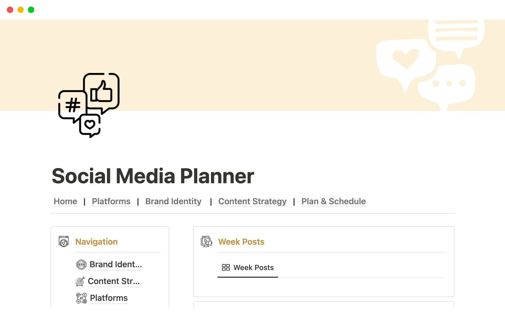A template preview for The Best Ultimate Social Media Notion Planner - All In One