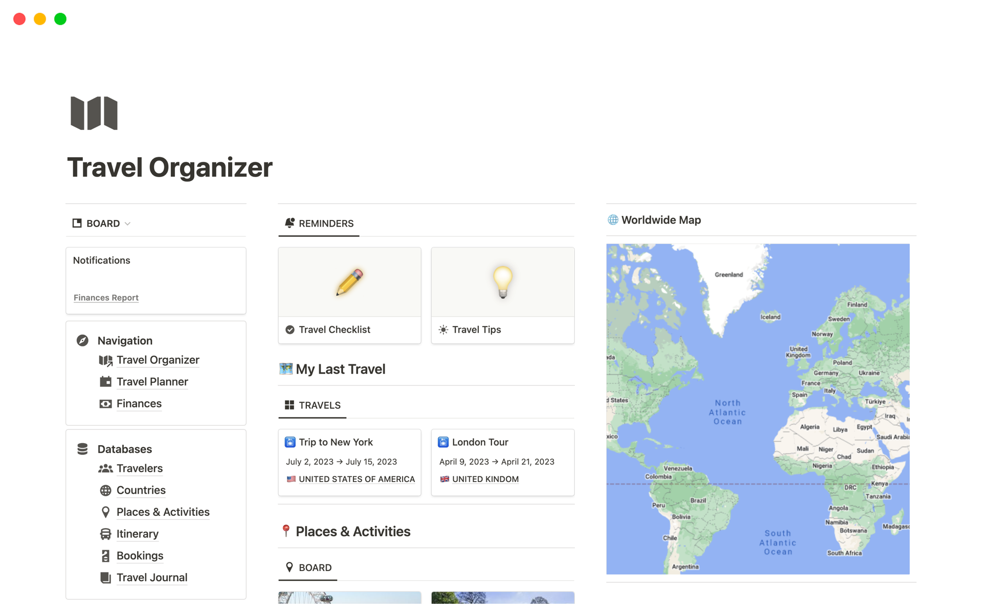 Travel Organizer Notion Template