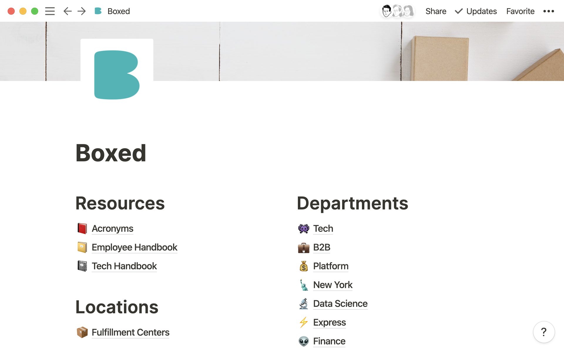 Boxed’s wiki unites all its team’s work and workflows.