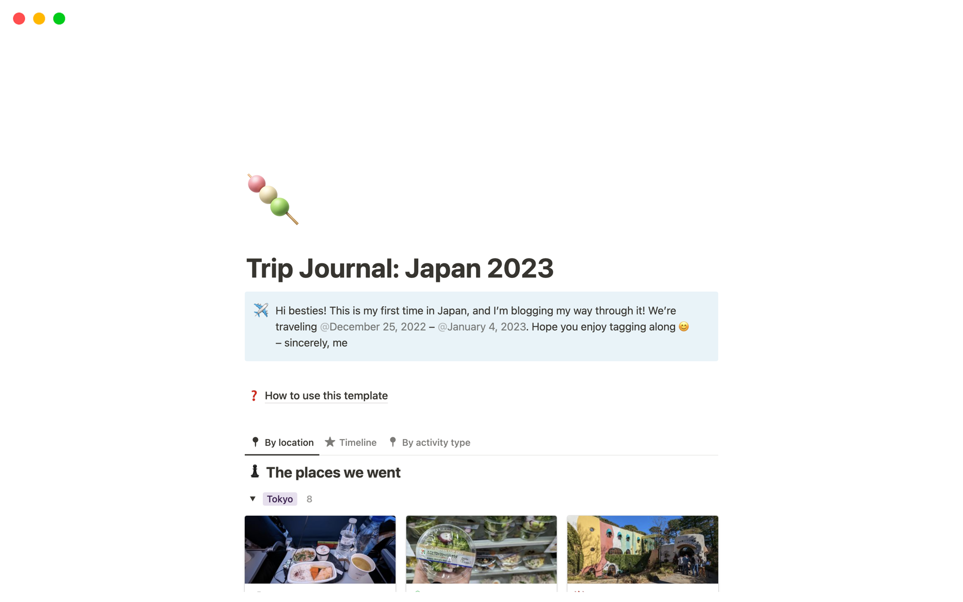 Trip journal – a place to share your memories and where you've been!