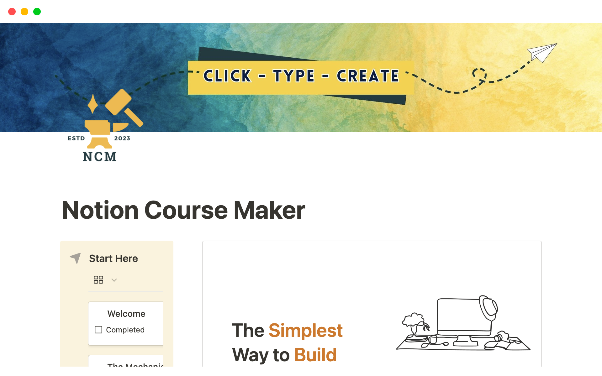 A template preview for Notion Course Maker