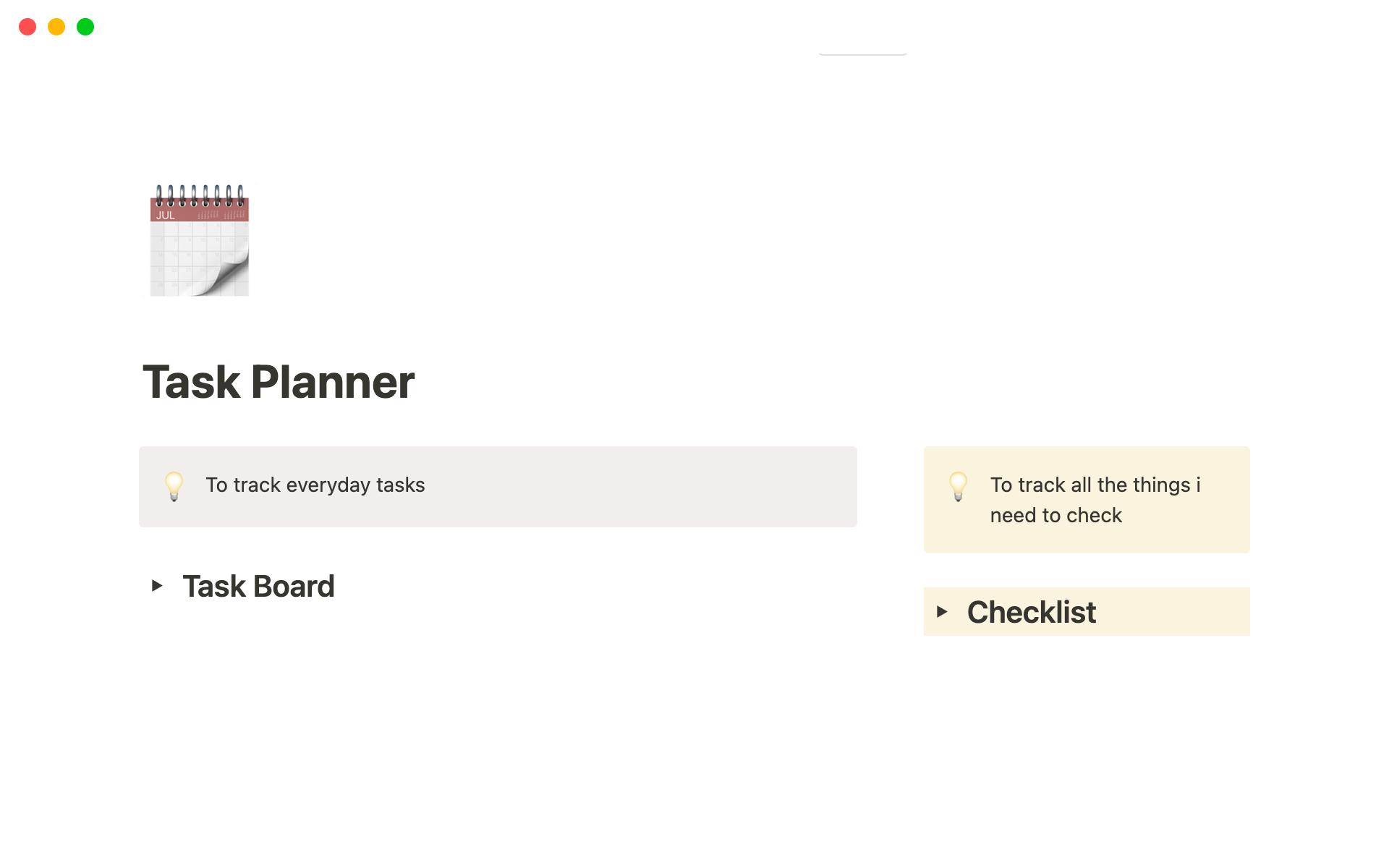 A template preview for Task Planner