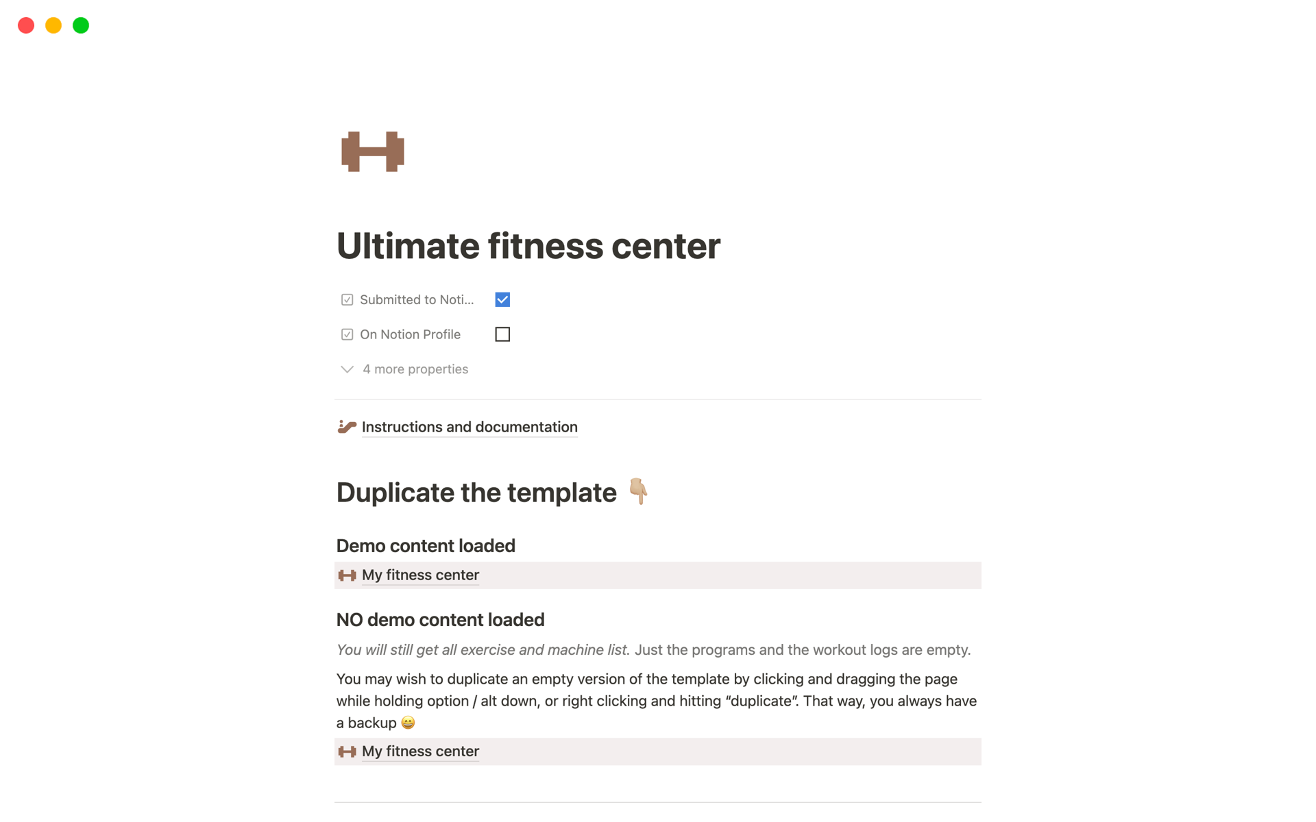 A template preview for Ultimate fitness center